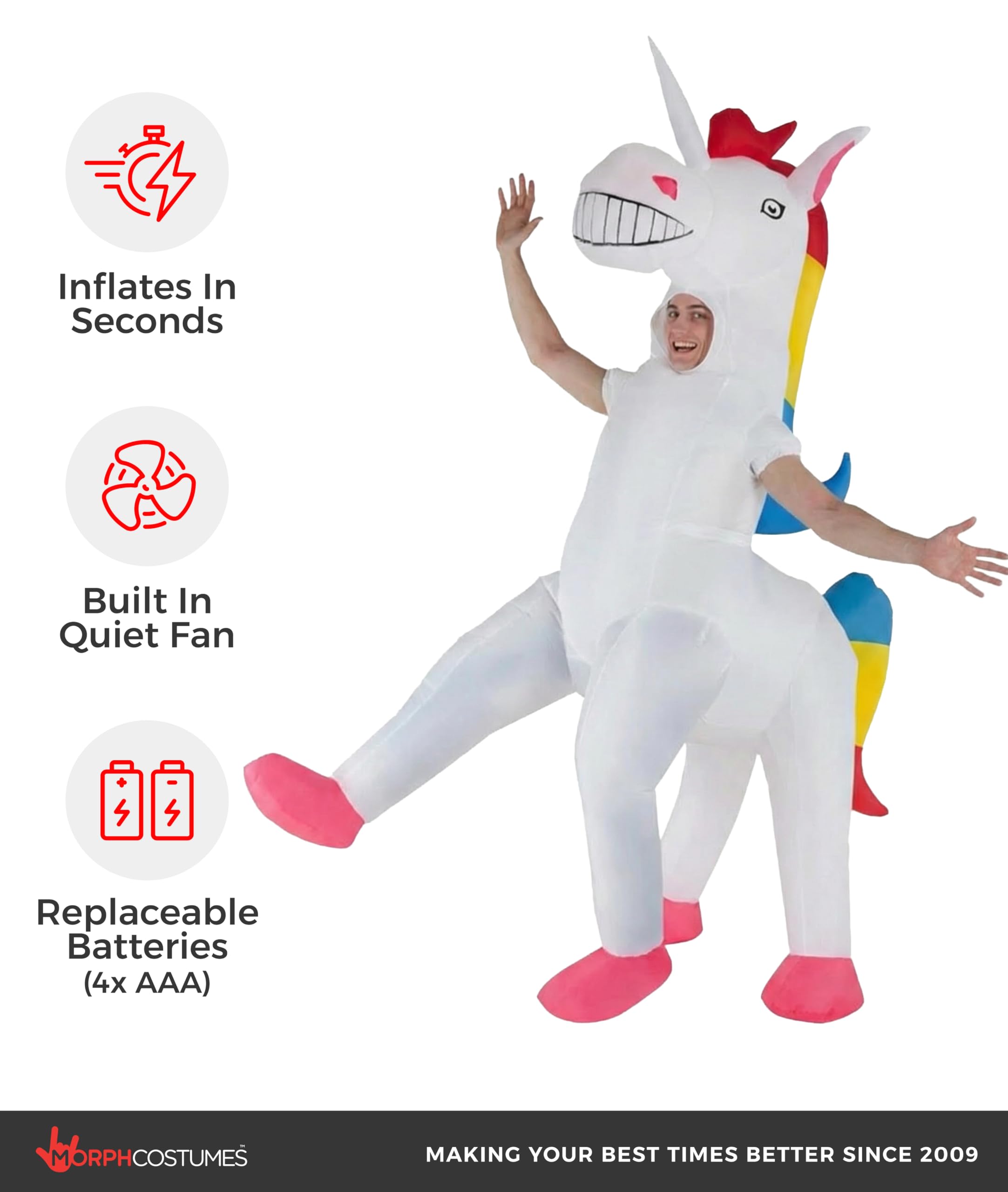 Adult Unicorn Inflatable Costume Magic Horse Fancy Dress Up Mens Womens Costumes - Image 3