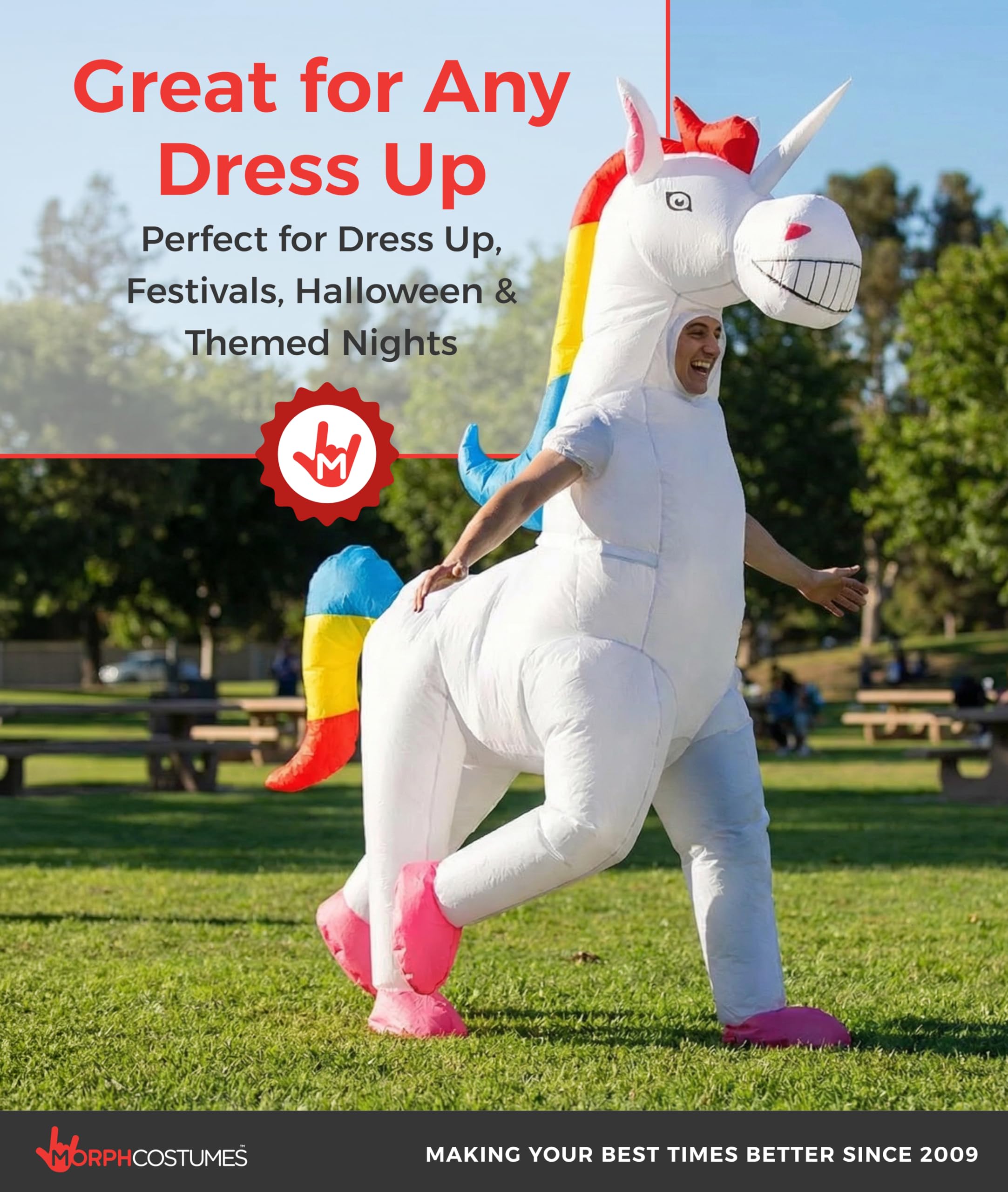 Adult Unicorn Inflatable Costume Magic Horse Fancy Dress Up Mens Womens Costumes - Image 6