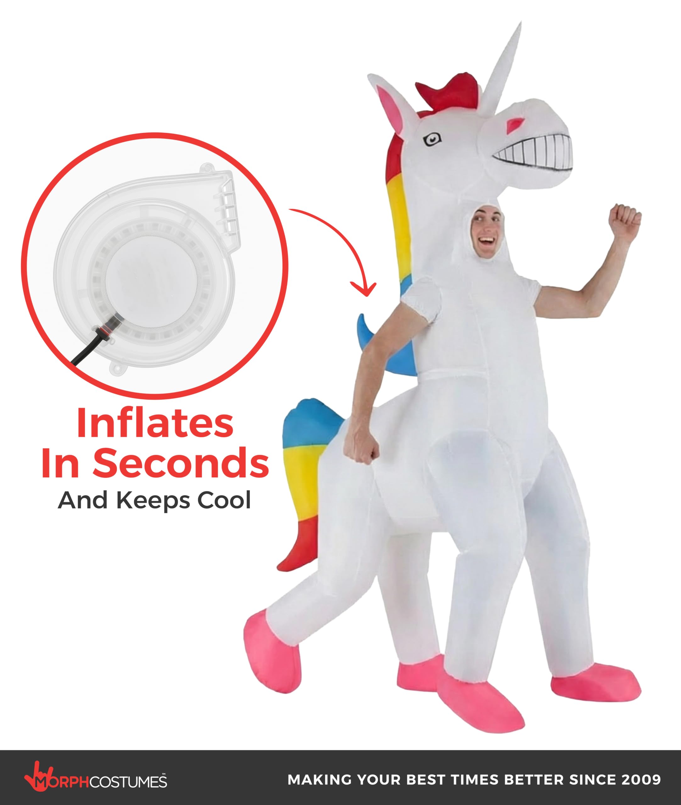 Adult Unicorn Inflatable Costume Magic Horse Fancy Dress Up Mens Womens Costumes - Image 7