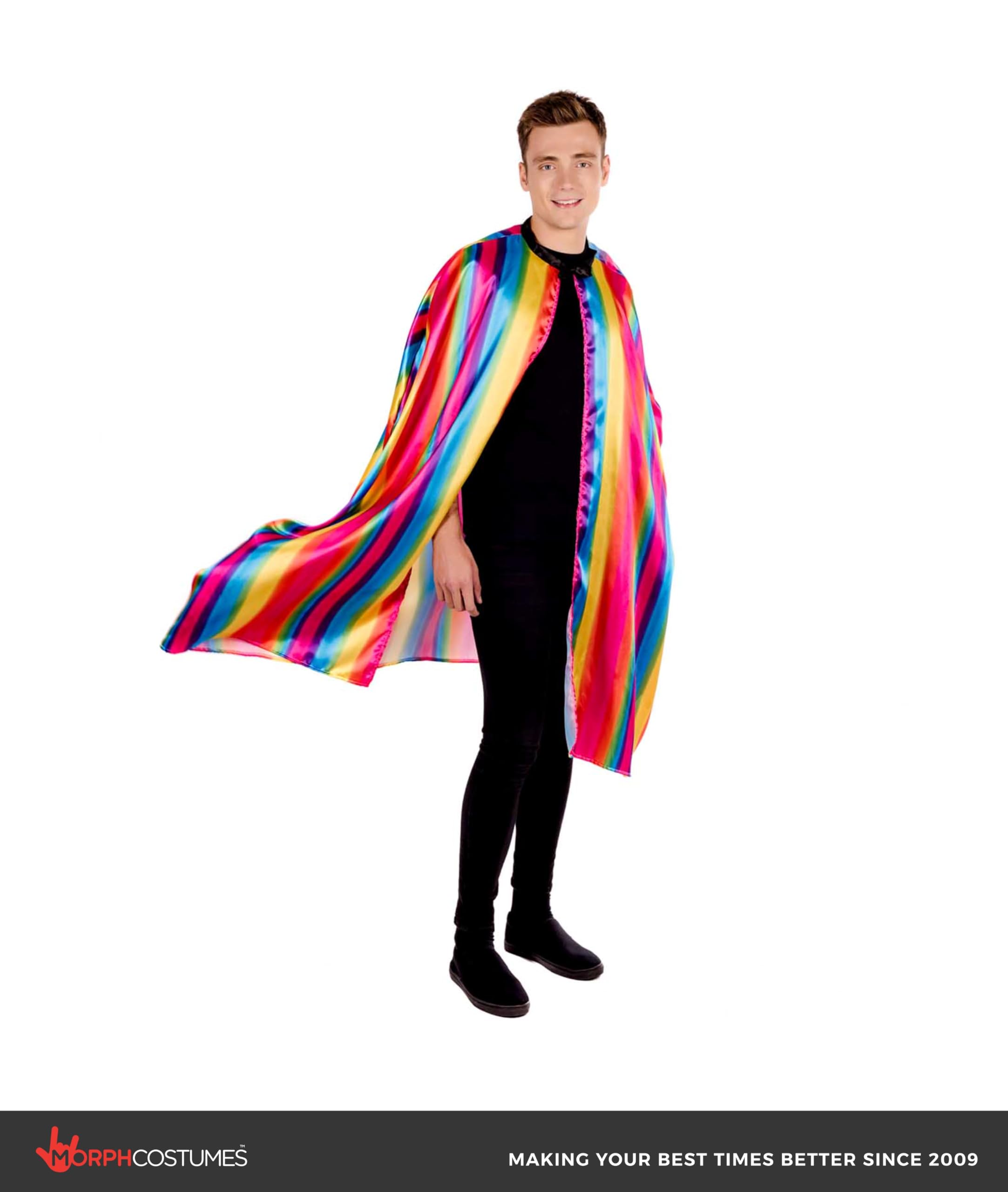 Adults Rainbow Cape Mens & Womens Striped Festival Pride Costume Accessory - Image 3