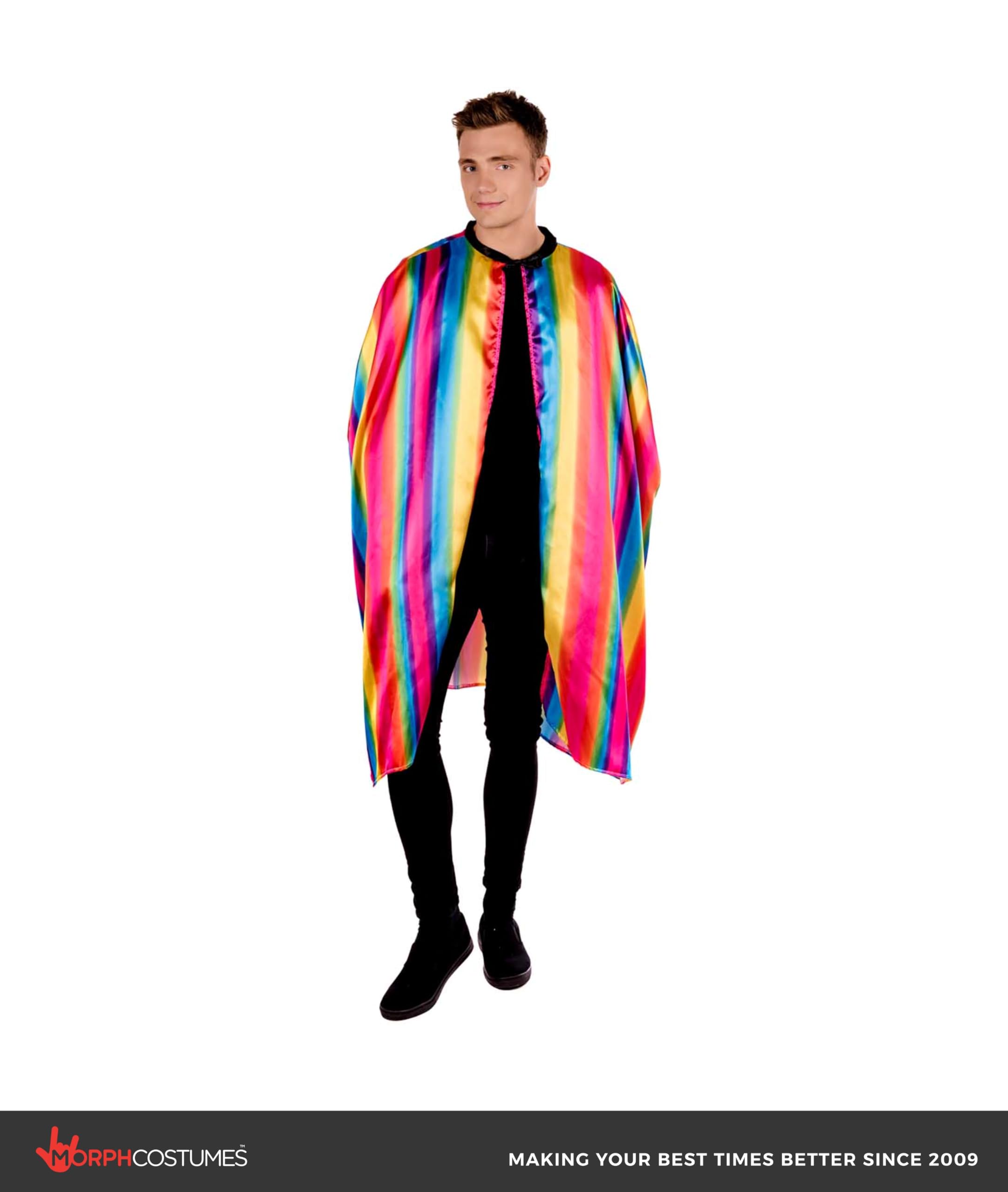 Adults Rainbow Cape Mens & Womens Striped Festival Pride Costume Accessory - Image 4