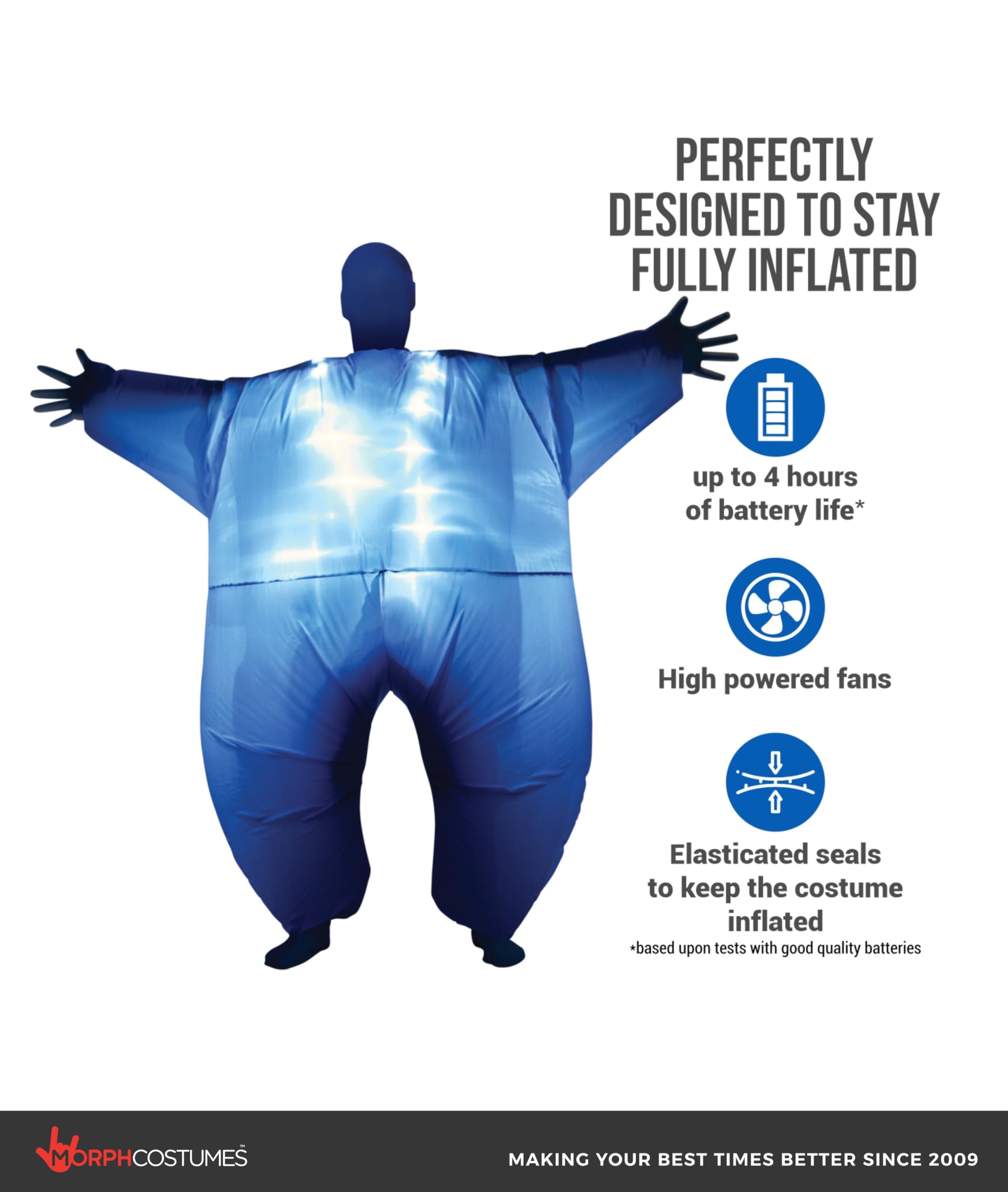 Blue Light-Up Inflatable Megamorph Blow Up Costume - One Size fits Most - Image 2