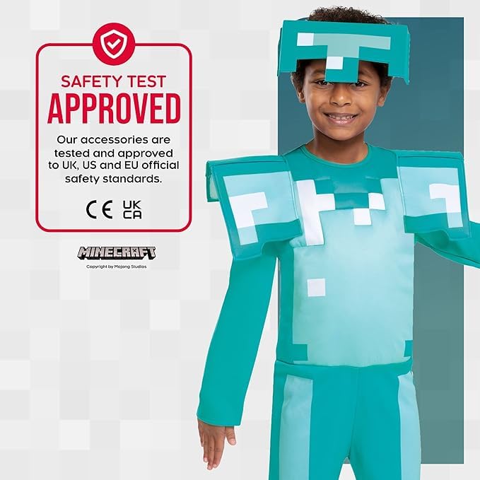 DISGUISE Minecraft Children's Diamond Armor Costume, Video Game Costume Children Available Size S, M - Image 7