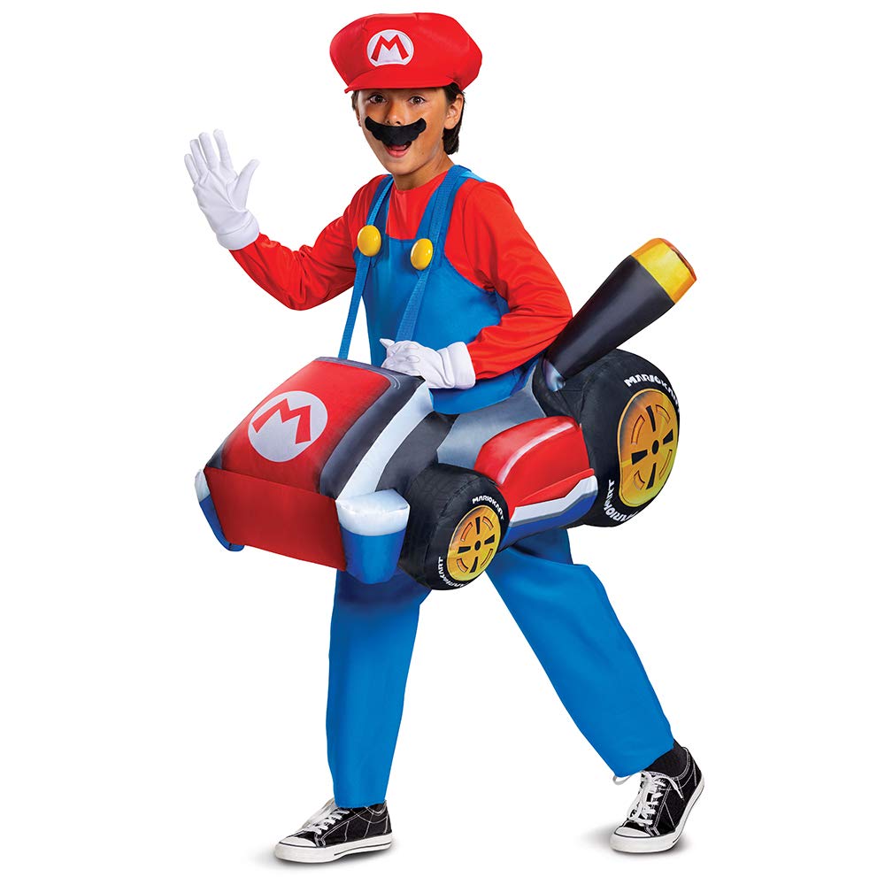 Disguise Super Mario Costume, Inflatable Nintendo Mario Kart Boys Outfit, Kids Size Fan Operated Expandable Character Blow Up Suit - Image 4