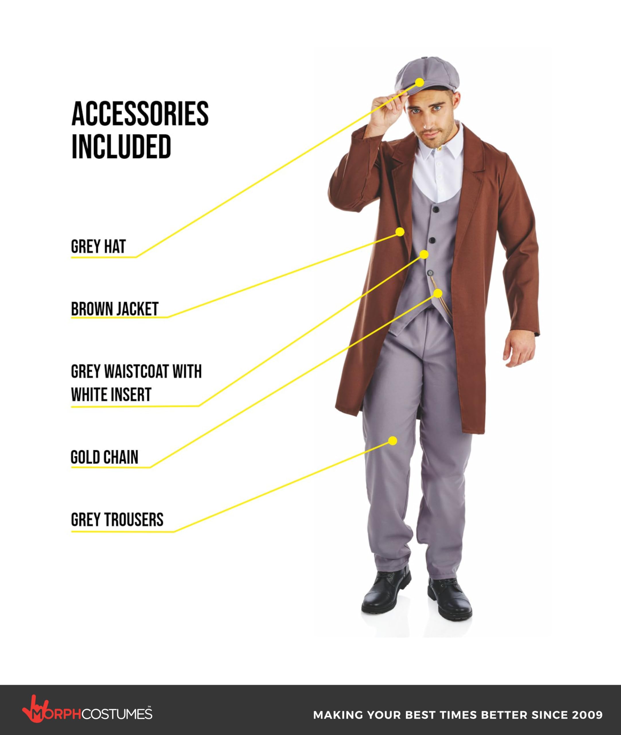 fun shack 1920s Mens Costume, Gangster Costume Men, Roaring 20s Costumes For Men Gangster, Peaky Cap Men's Gangster Costume - Image 2