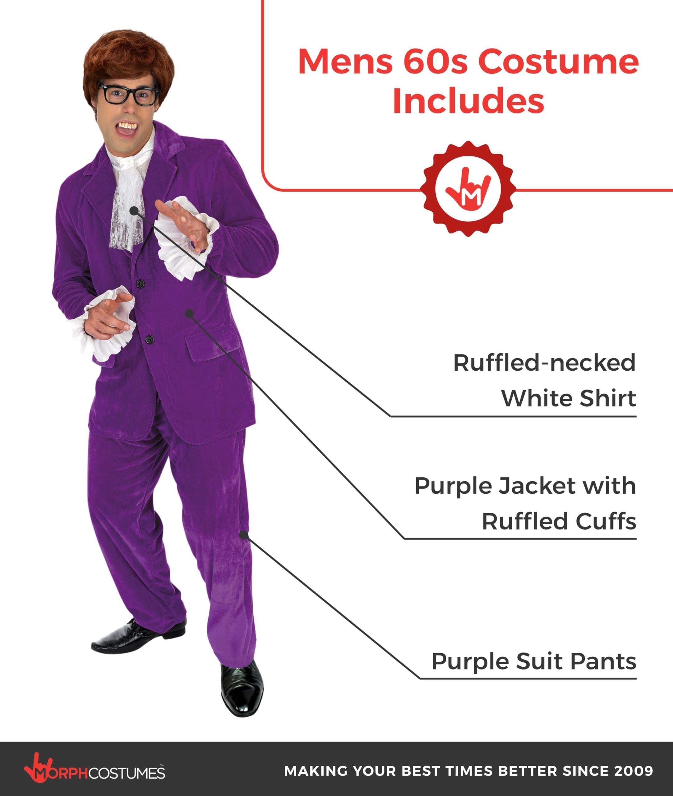 fun shack 60s Shagadelic Costume Men, Mens 1960s Spy Costume, 60s Outfits For Man, Halloween Costumes For Men - Image 2