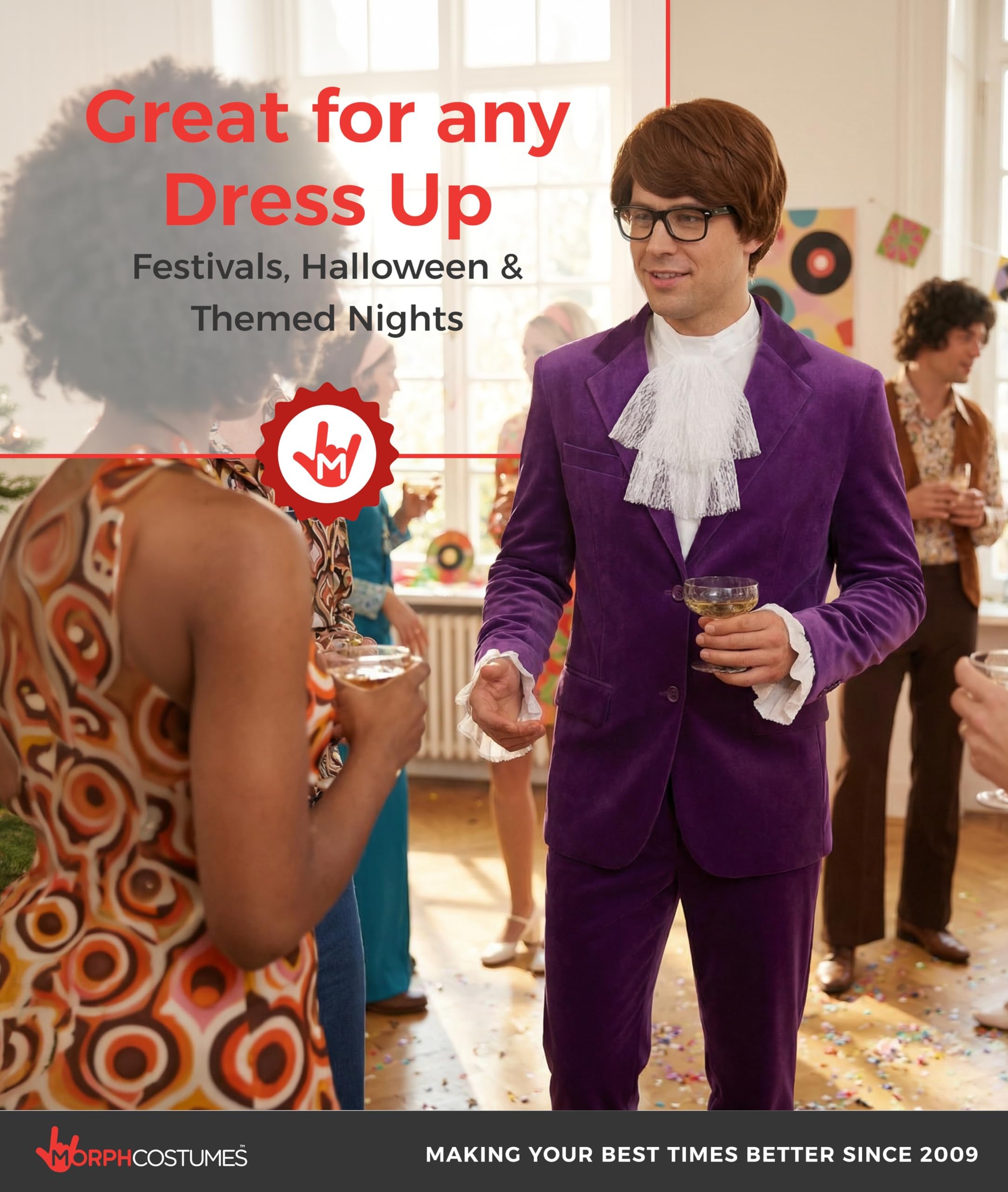 fun shack 60s Shagadelic Costume Men, Mens 1960s Spy Costume, 60s Outfits For Man, Halloween Costumes For Men - Image 6