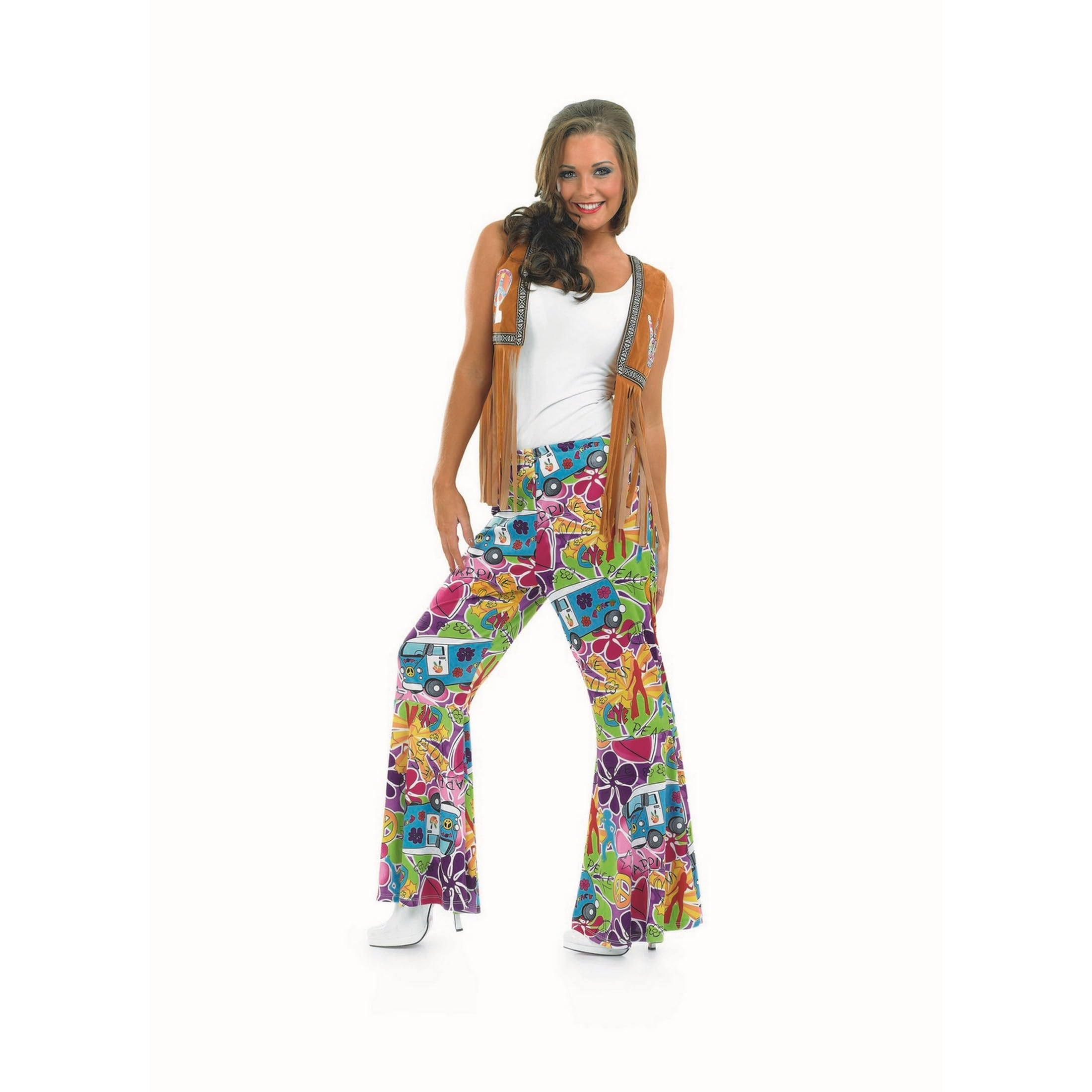 fun shack 70s Bell Bottoms Women Hippie Flares Pants Halloween Costume Outfit for Women Party Wear - Image 4