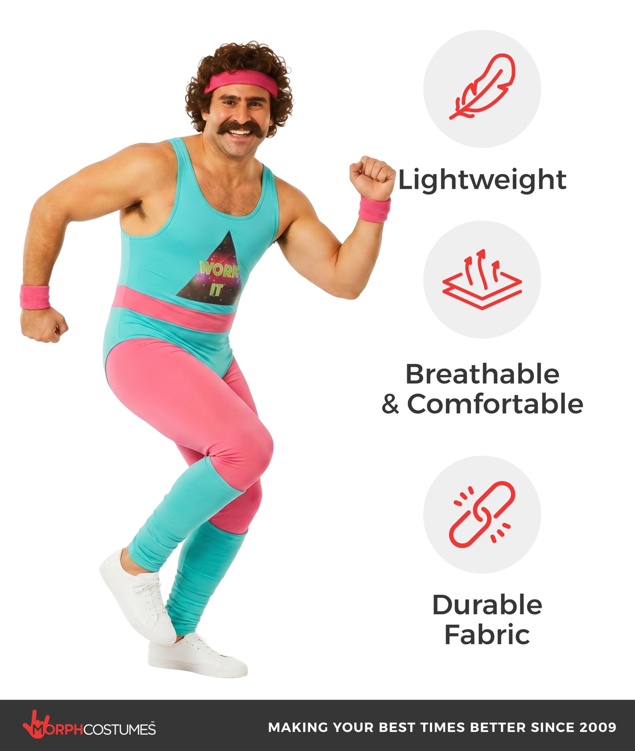fun shack 80s Exercise Costumes For Men, 80s Workout Costumes, Retro Fitness Outfits For Men, 80s Gym Attire - Image 7