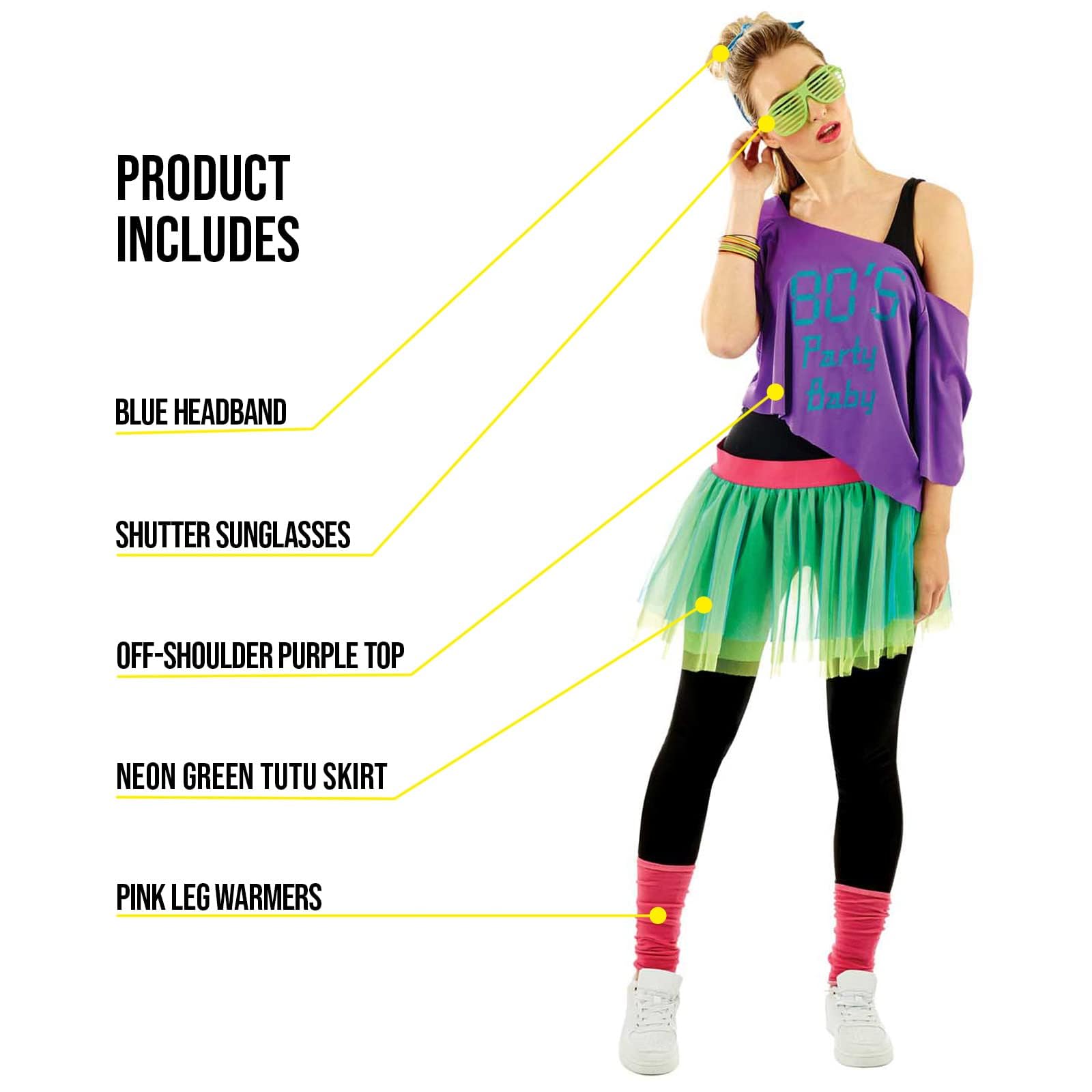 fun shack - 80s Outfit For Women, 80s Accessories For Woman, Hippie Costume, Tutu Costume, Halloween Costumes for Women Adult - Image 3