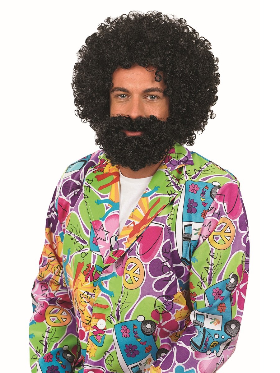 fun shack 80s Wig Afro Men Beard Curly Disco Costume 70s Halloween Wigs For Men And Women
