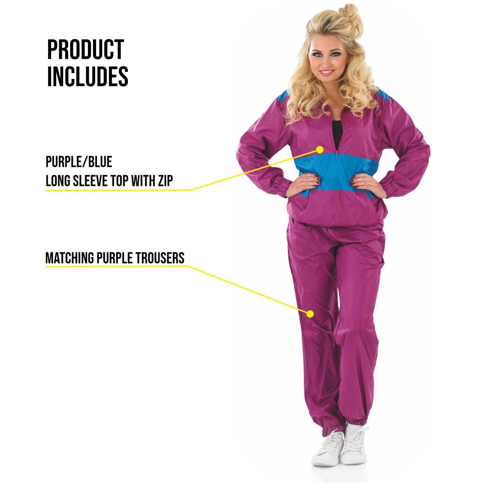 fun shack 80s Windbreaker Women, 80s Tracksuit Shell Suit, Retro 80s Costumes for Adults, Vintage Track Suit Women - Image 3