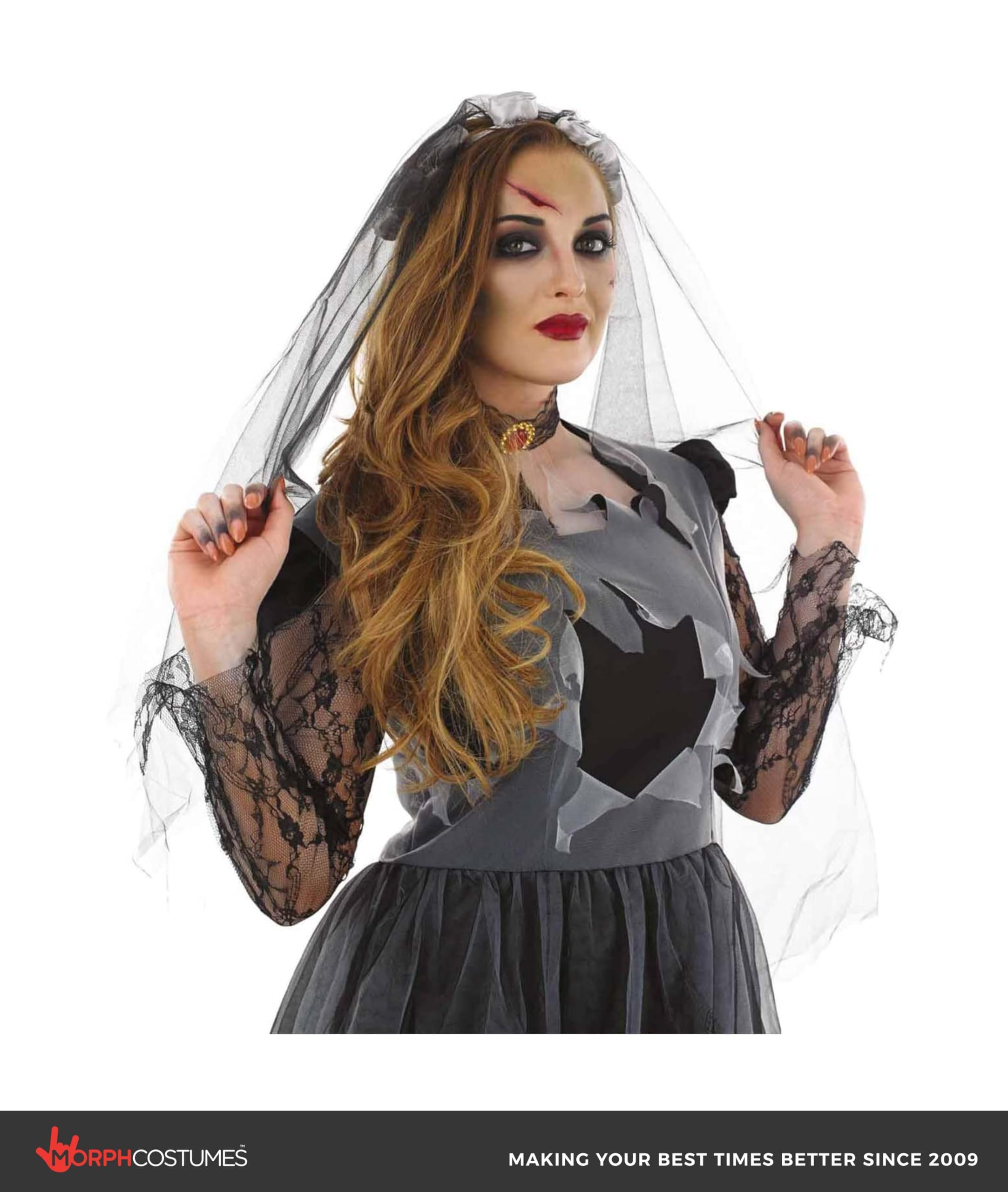 fun shack Adult Corpse Bride Costume Zombie, Halloween Costumes For Women, womens zombie costume, Dead Bride outfit - Image 3