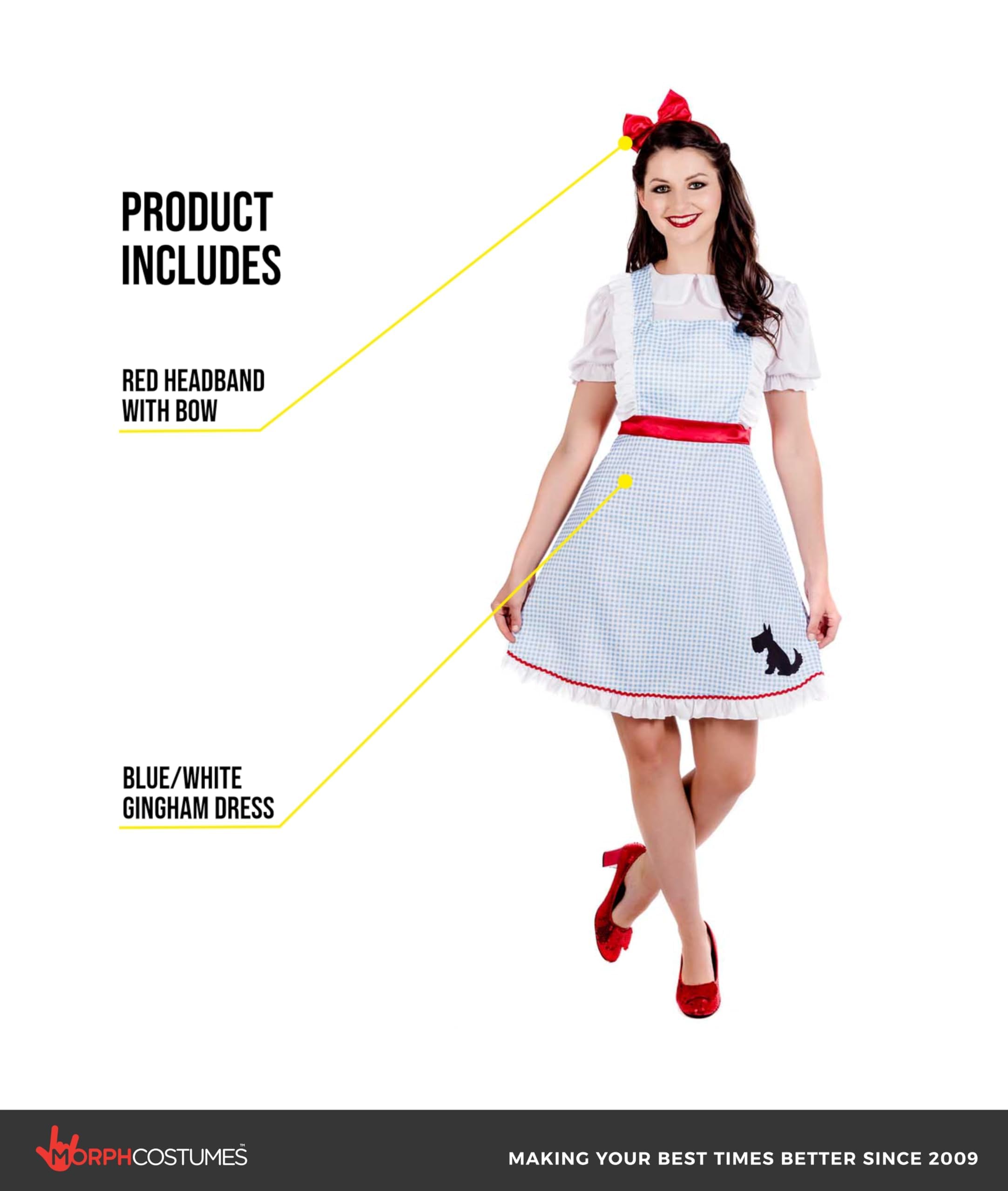 fun shack Adult Dorothy Costume for Women | Classic Dorothy Dress | Perfect for Halloween and Themed Parties - Image 2