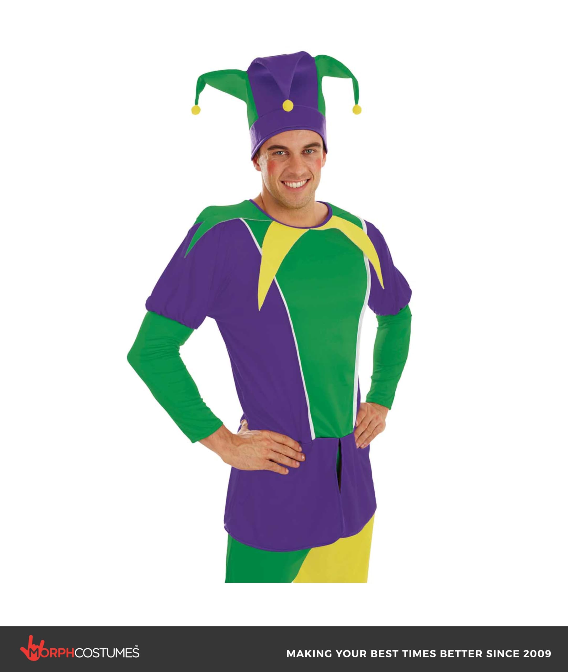 fun shack Adult Jester Costume Men, Mardi Gras Costume Men, Court Jester Costume Men, Jester Halloween Costume Men - Image 3