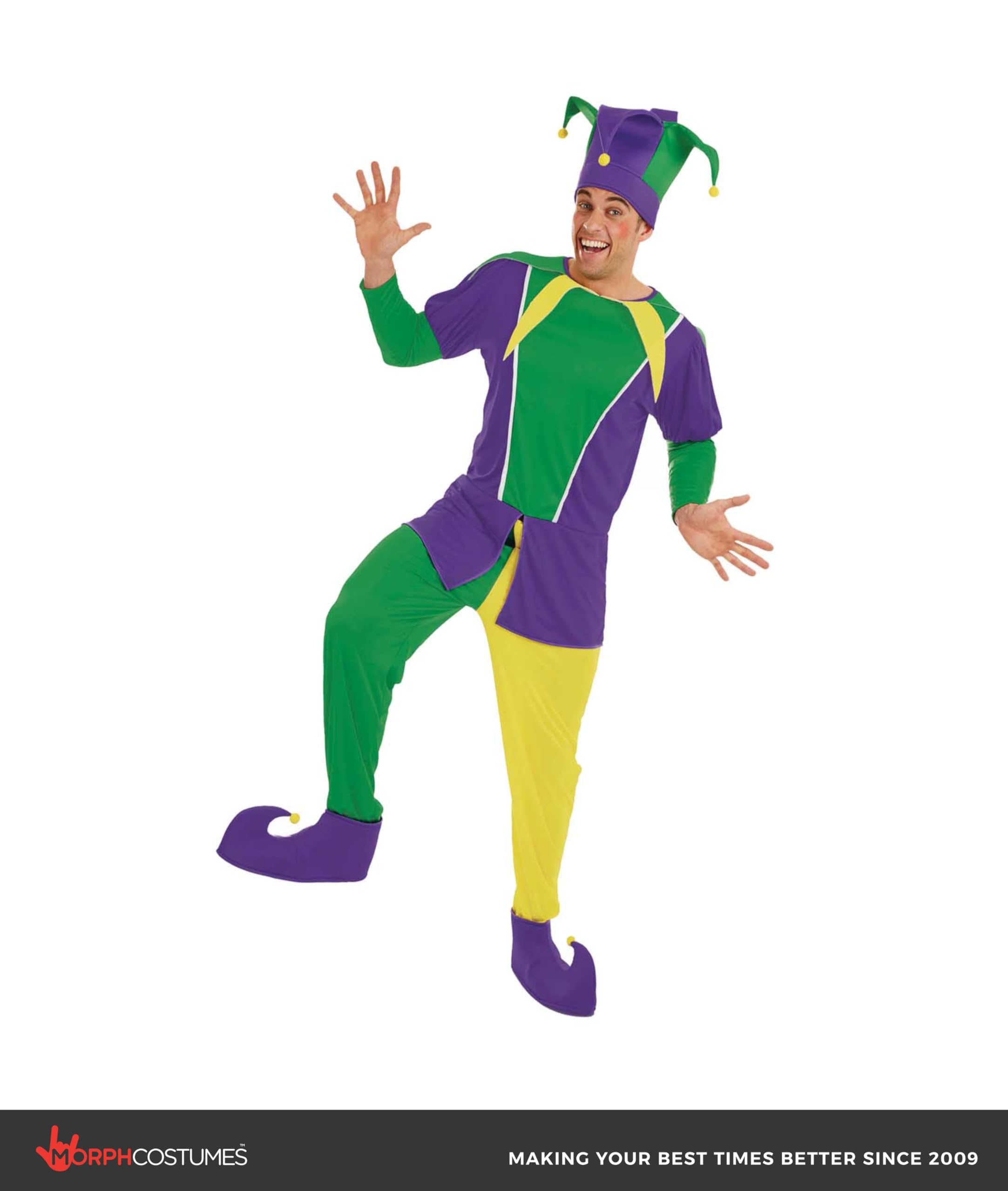 fun shack Adult Jester Costume Men, Mardi Gras Costume Men, Court Jester Costume Men, Jester Halloween Costume Men - Image 4