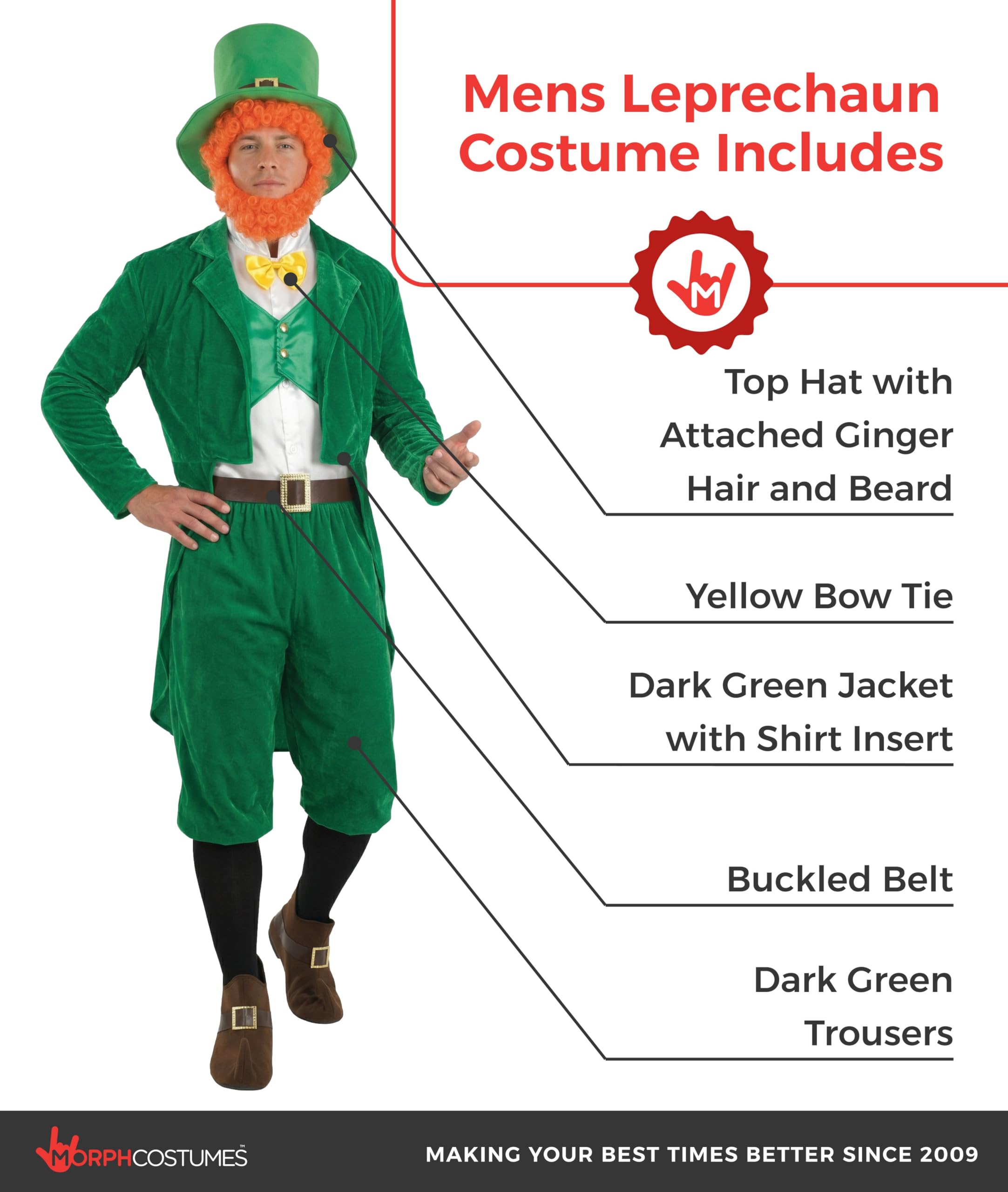 fun shack Adult Leprechaun Costume Men, St Patricks Day Outfit, Saint Patricks Day, Irish Green Outfits, Funny Halloween - Image 2