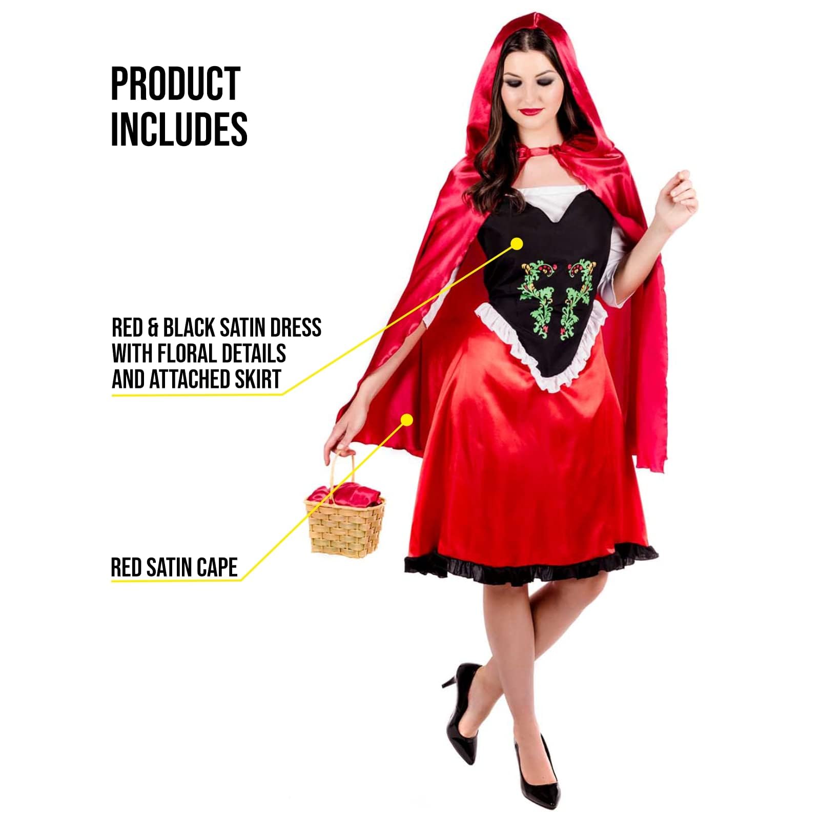 fun shack Adult Little Red Riding Hood Costume Women, Halloween Costumes for Women Little Red Riding Hood - Image 3