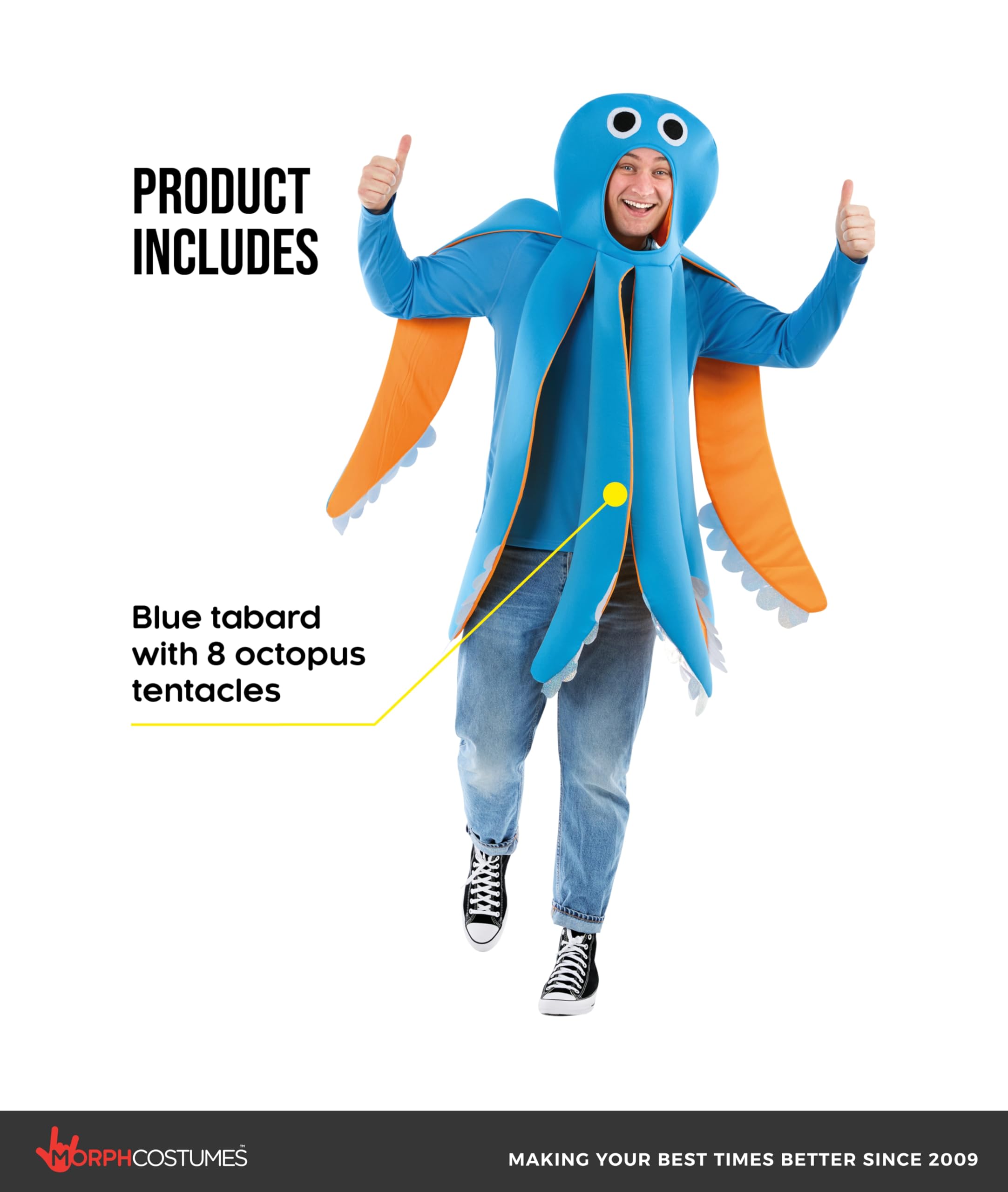 fun shack Adult Octopus Costume, Sea Creature Costume, Under The Sea Costumes, Halloween Costumes for Men - Image 2