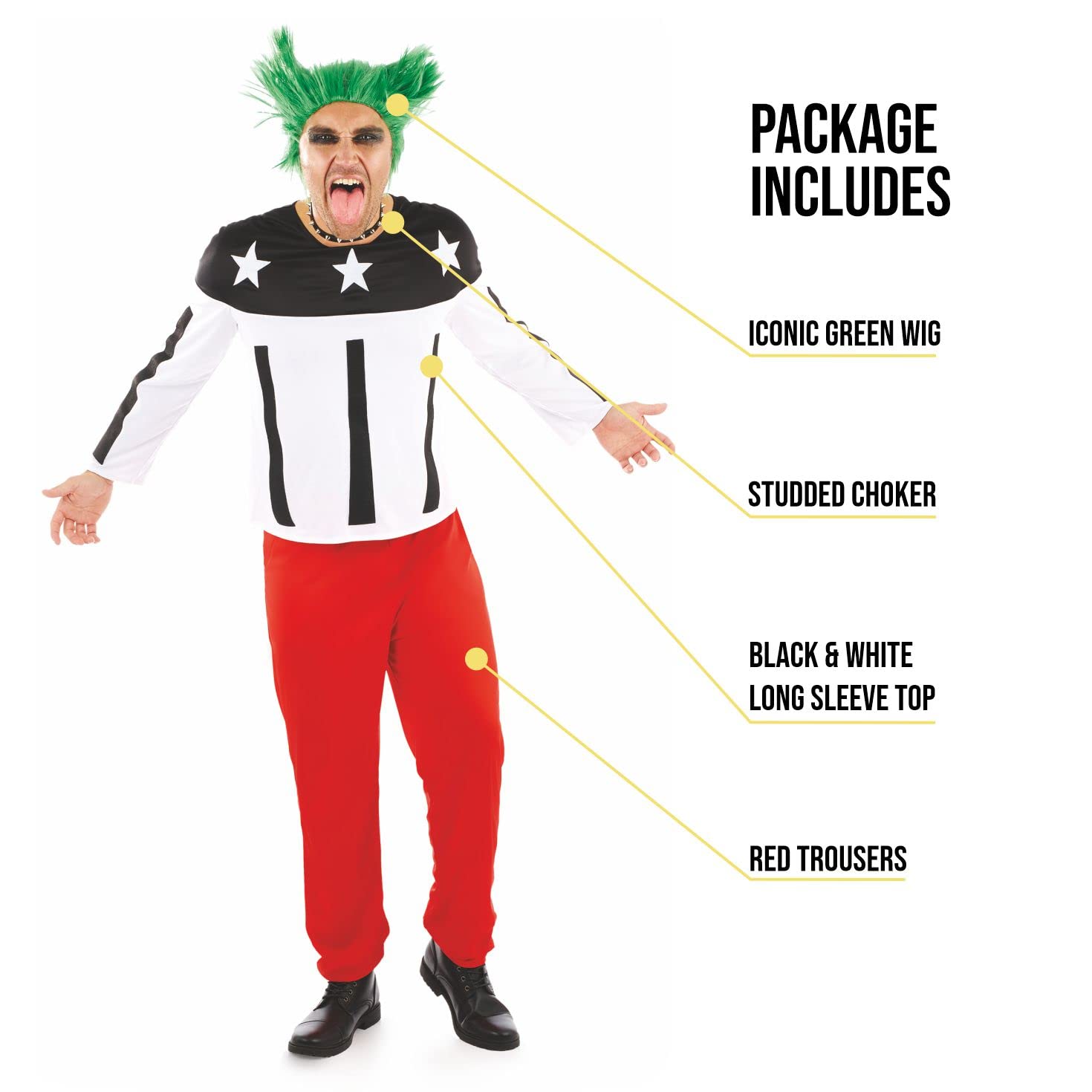 fun shack Adult Punk Rock Costume Raver Singer Mens 90s Costume - Image 3