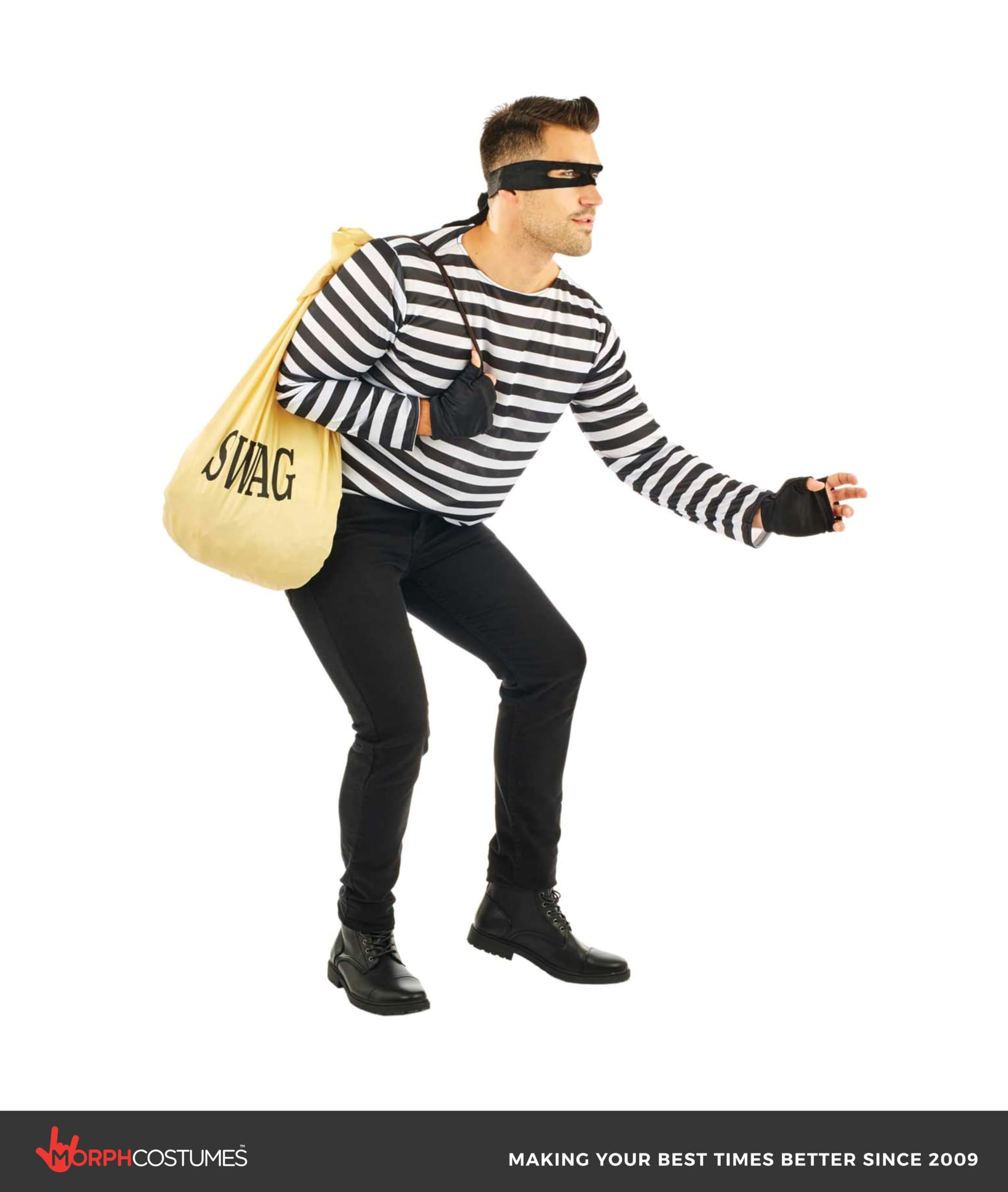 fun shack Adult Robber Costume for Men, Bank Robber Halloween Outfit, Burglar Costume for Adults, Party Wear, One Size - Image 4
