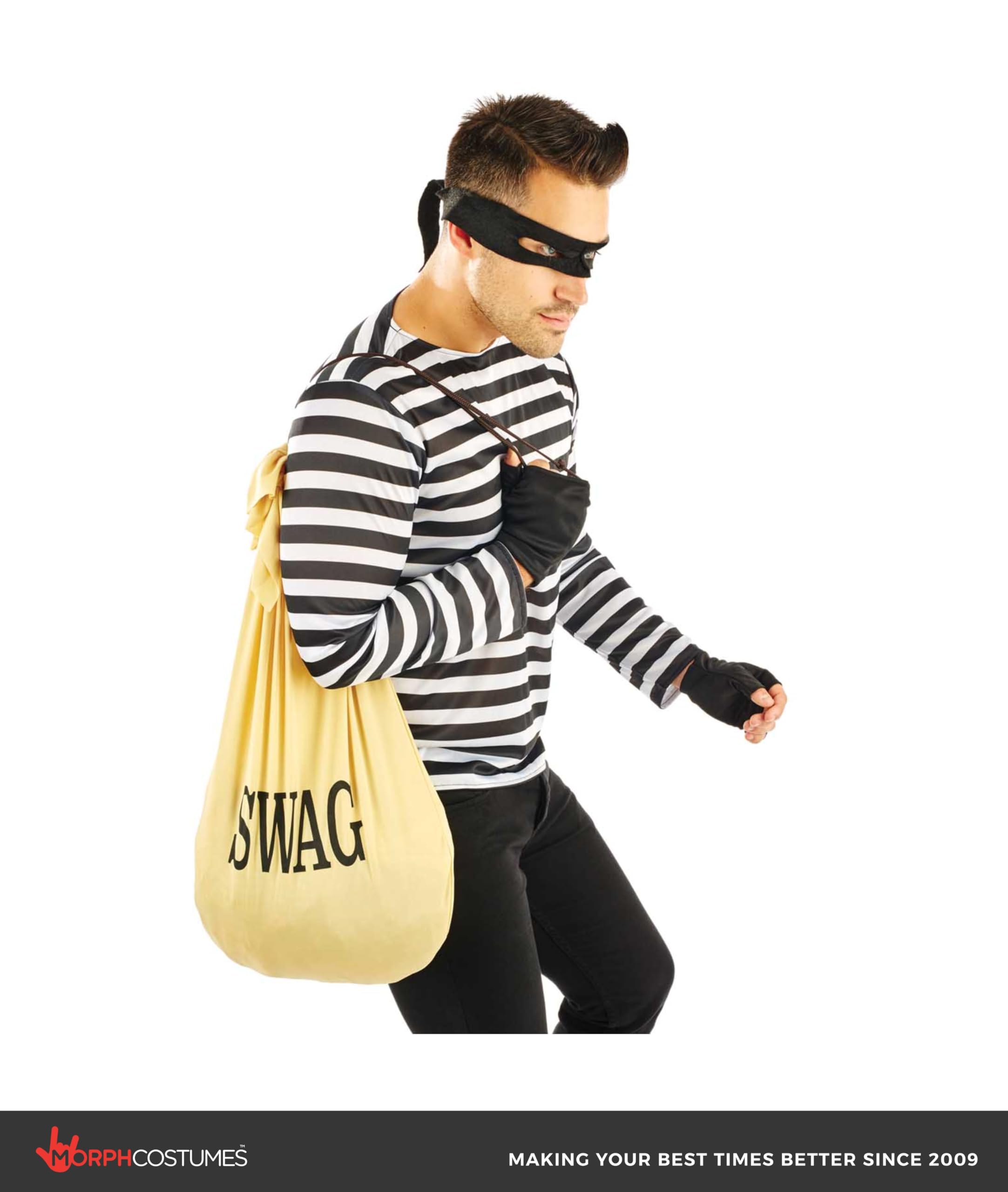 fun shack Adult Robber Costume for Men, Bank Robber Halloween Outfit, Burglar Costume for Adults, Party Wear, One Size - Image 5