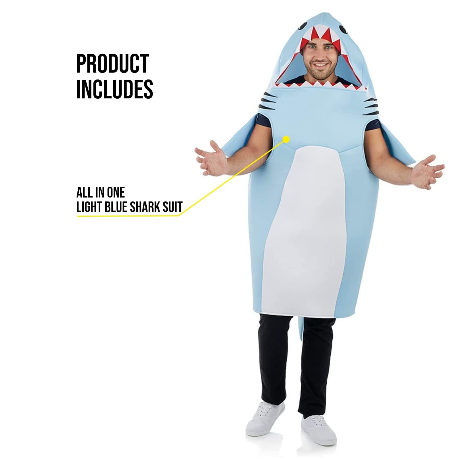 fun shack Adult Shark Costume Animal Funny Halloween Costumes for Men - Available in One Size Fits All - Image 4