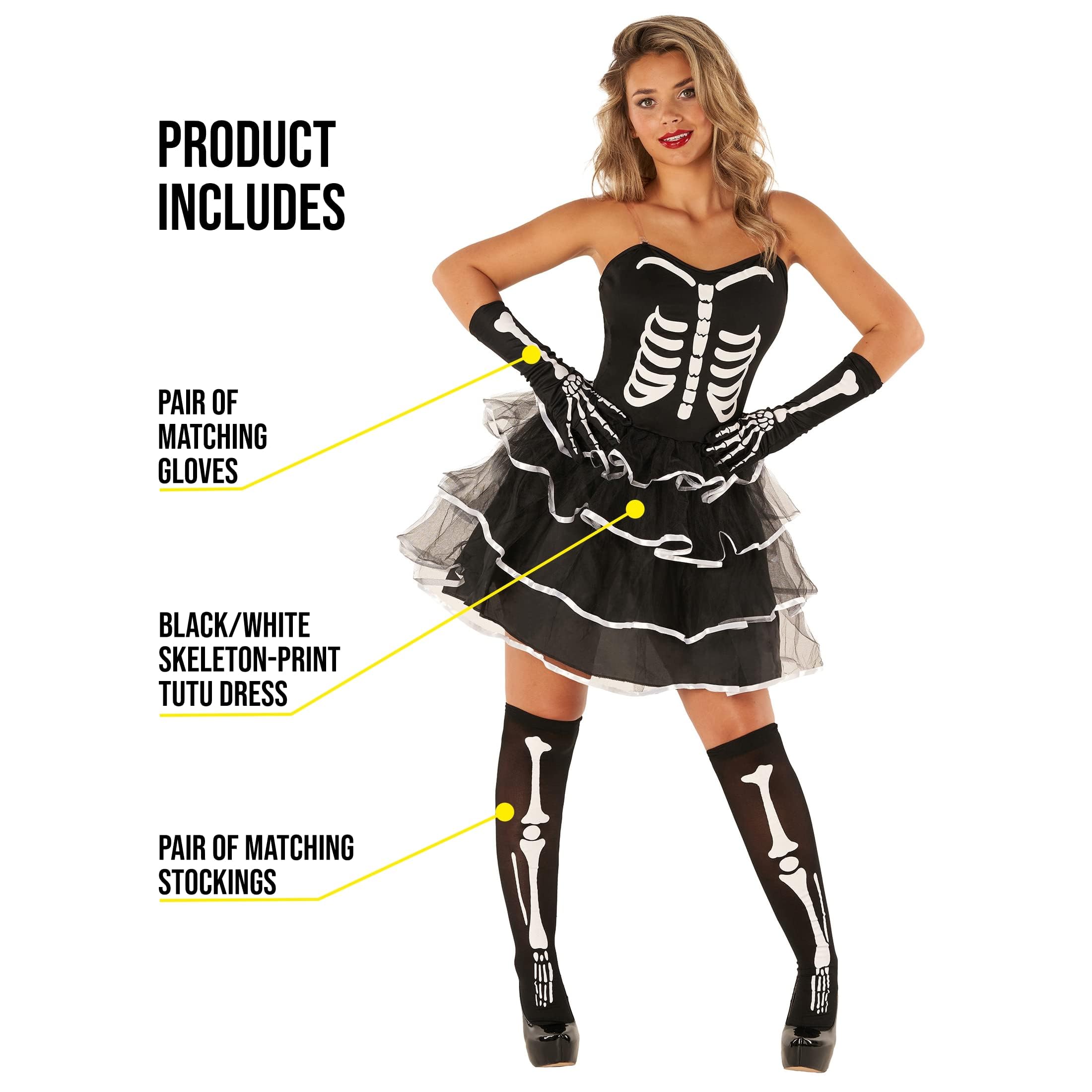 Fun Shack Adult Skeleton Costume Dress for Women, Tutu Dress, Halloween Outfit - Image 4