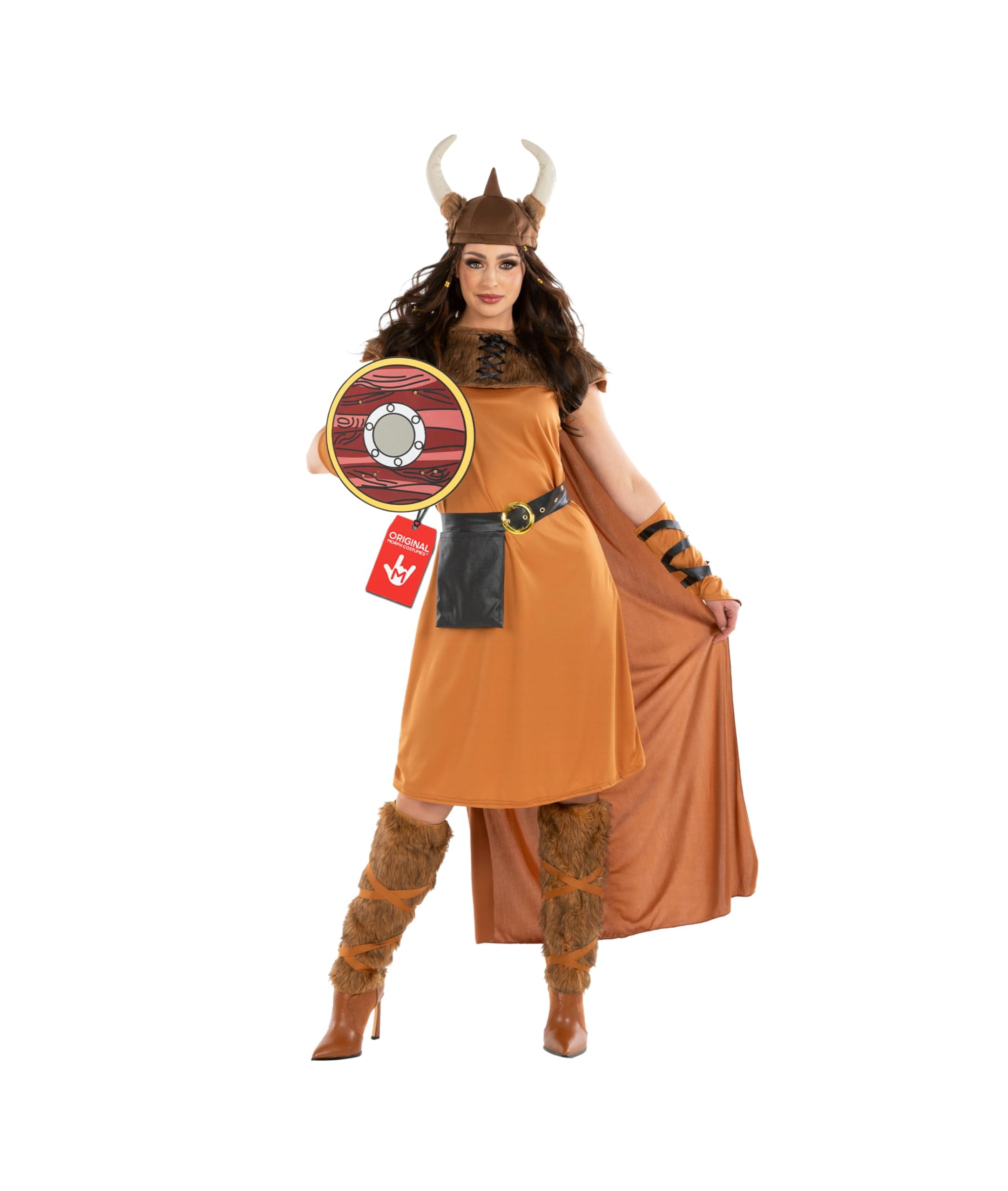 fun shack Adult Viking Costume Women Warrior, Medieval Barbarian Outfit for Women, Historical Warrior Dress