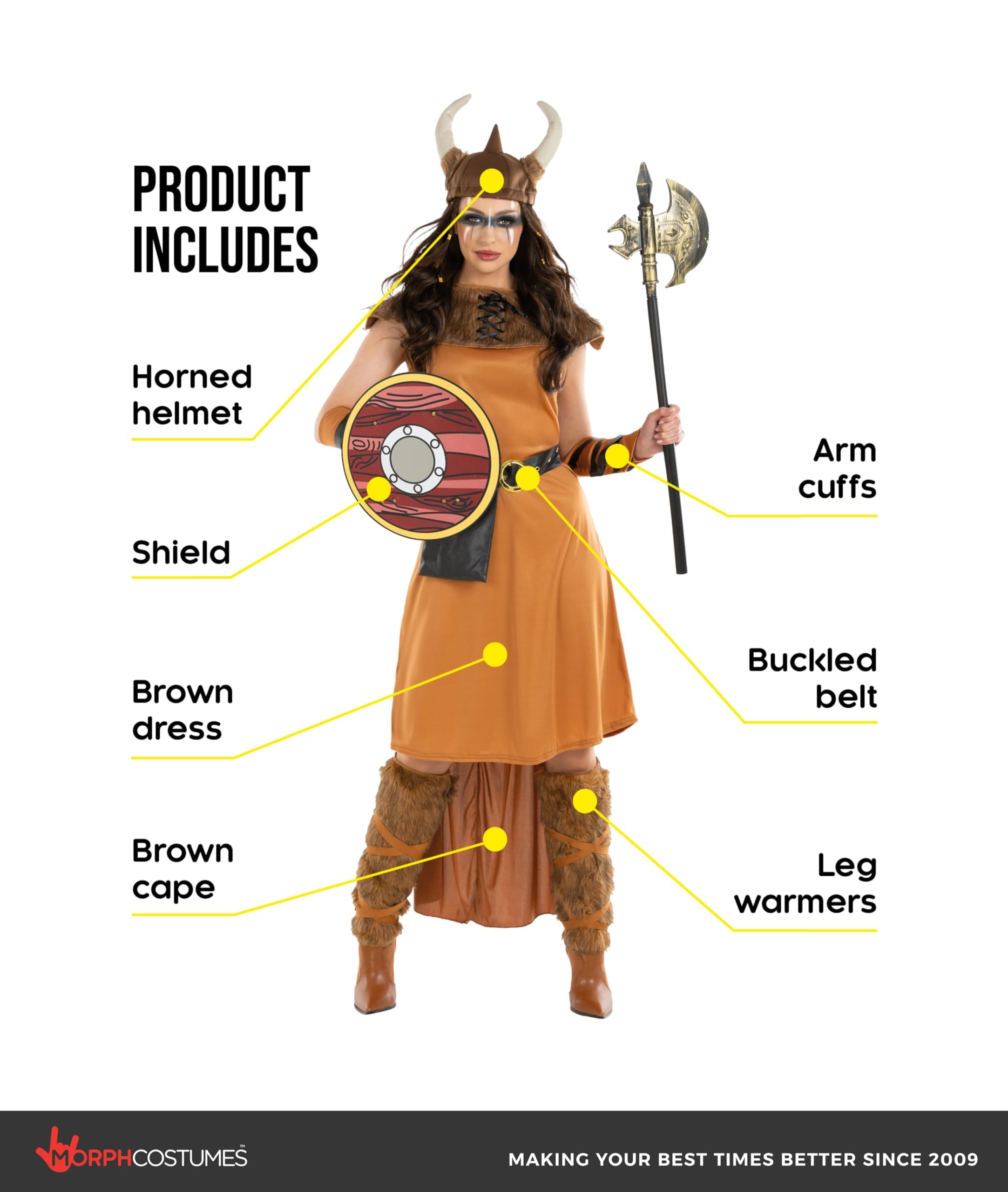 fun shack Adult Viking Costume Women Warrior, Medieval Barbarian Outfit for Women, Historical Warrior Dress - Image 2