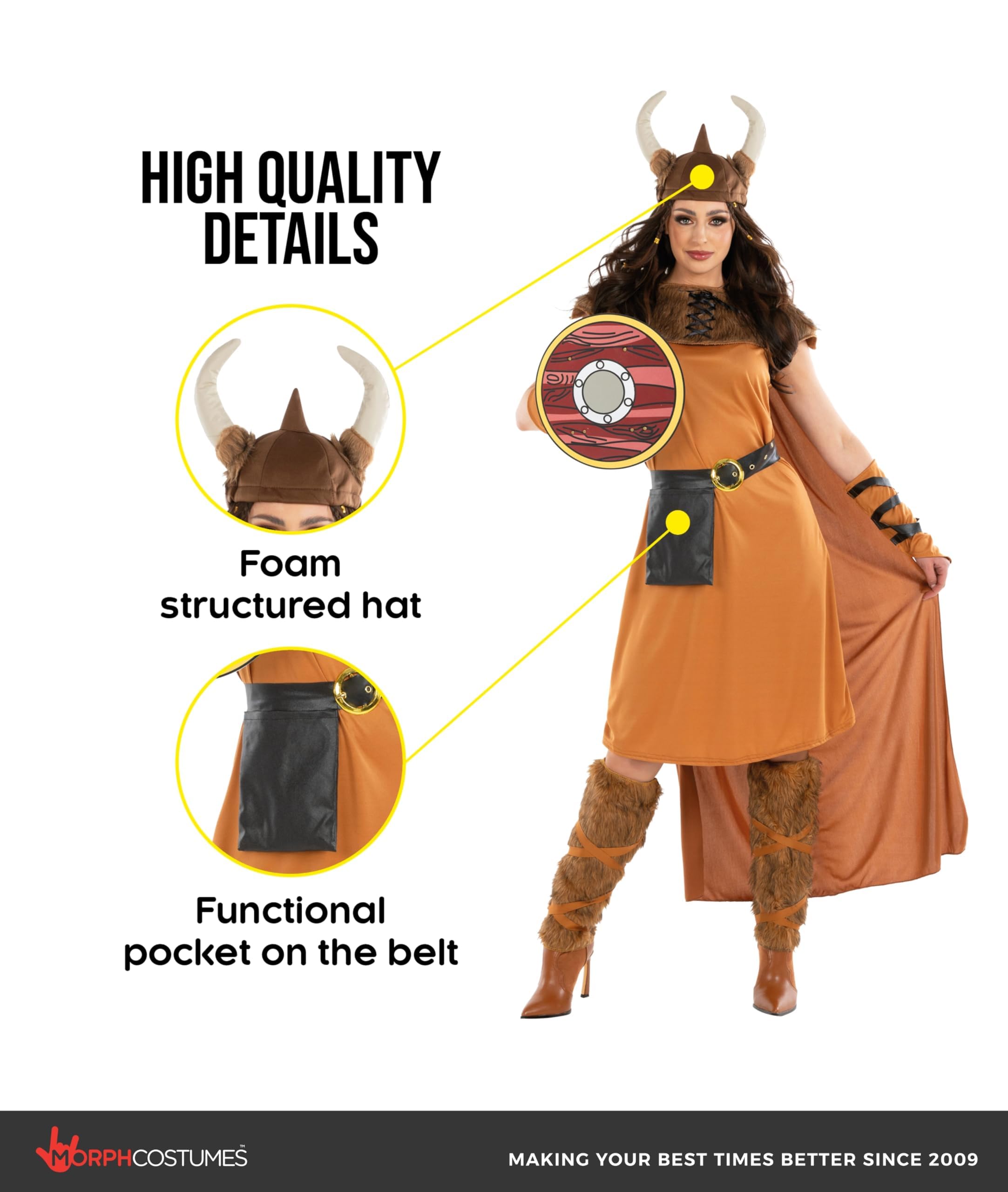 fun shack Adult Viking Costume Women Warrior, Medieval Barbarian Outfit for Women, Historical Warrior Dress - Image 3