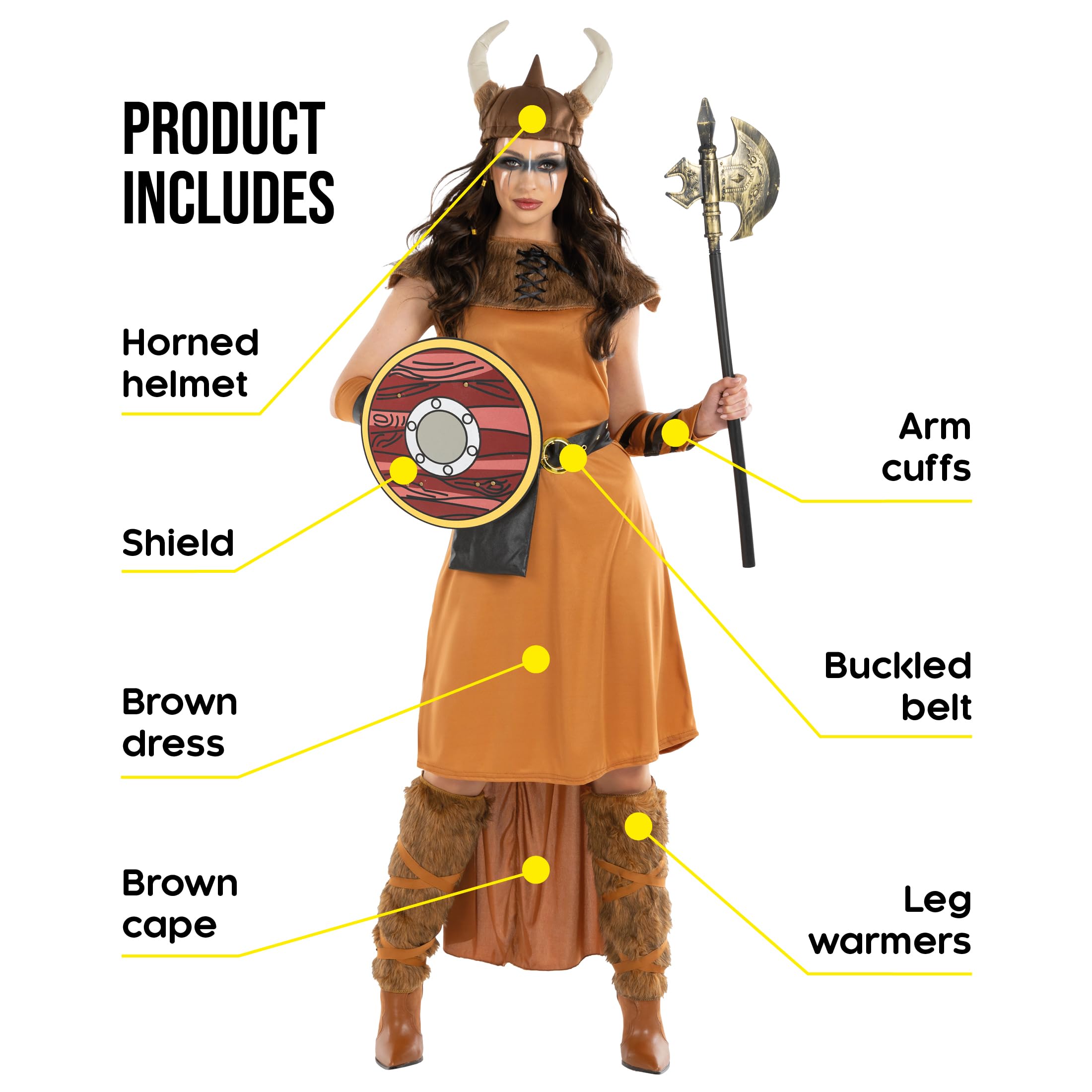 fun shack Adult Viking Costume Women Warrior, Medieval Barbarian Outfit for Women, Historical Warrior Dress - Image 8