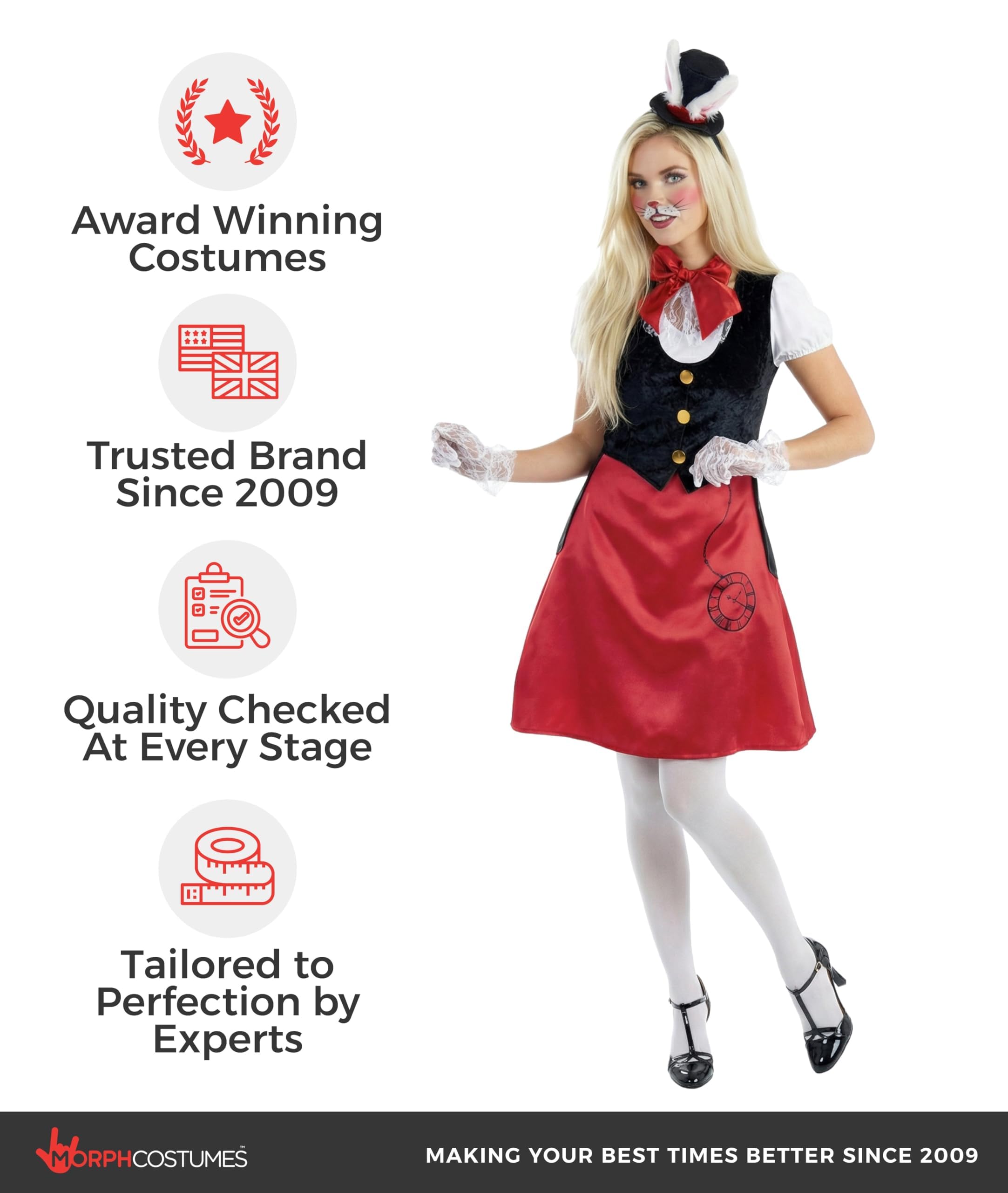 fun shack Adult White Rabbit Costume, Rabbit Fancy Dress, White Rabbit Costume Adult, Adult Book Day Costume for Women - Image 5
