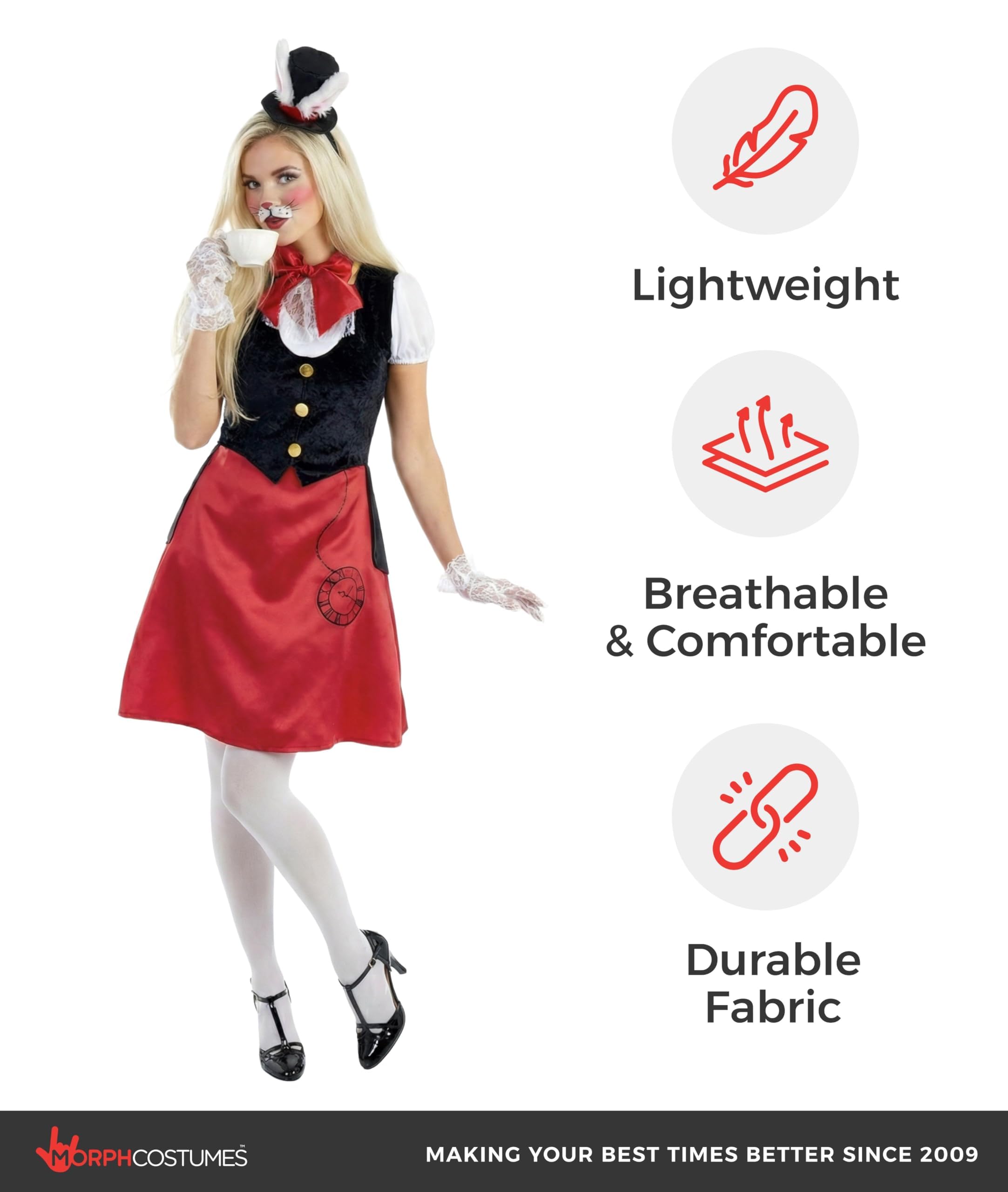 fun shack Adult White Rabbit Costume, Rabbit Fancy Dress, White Rabbit Costume Adult, Adult Book Day Costume for Women - Image 7