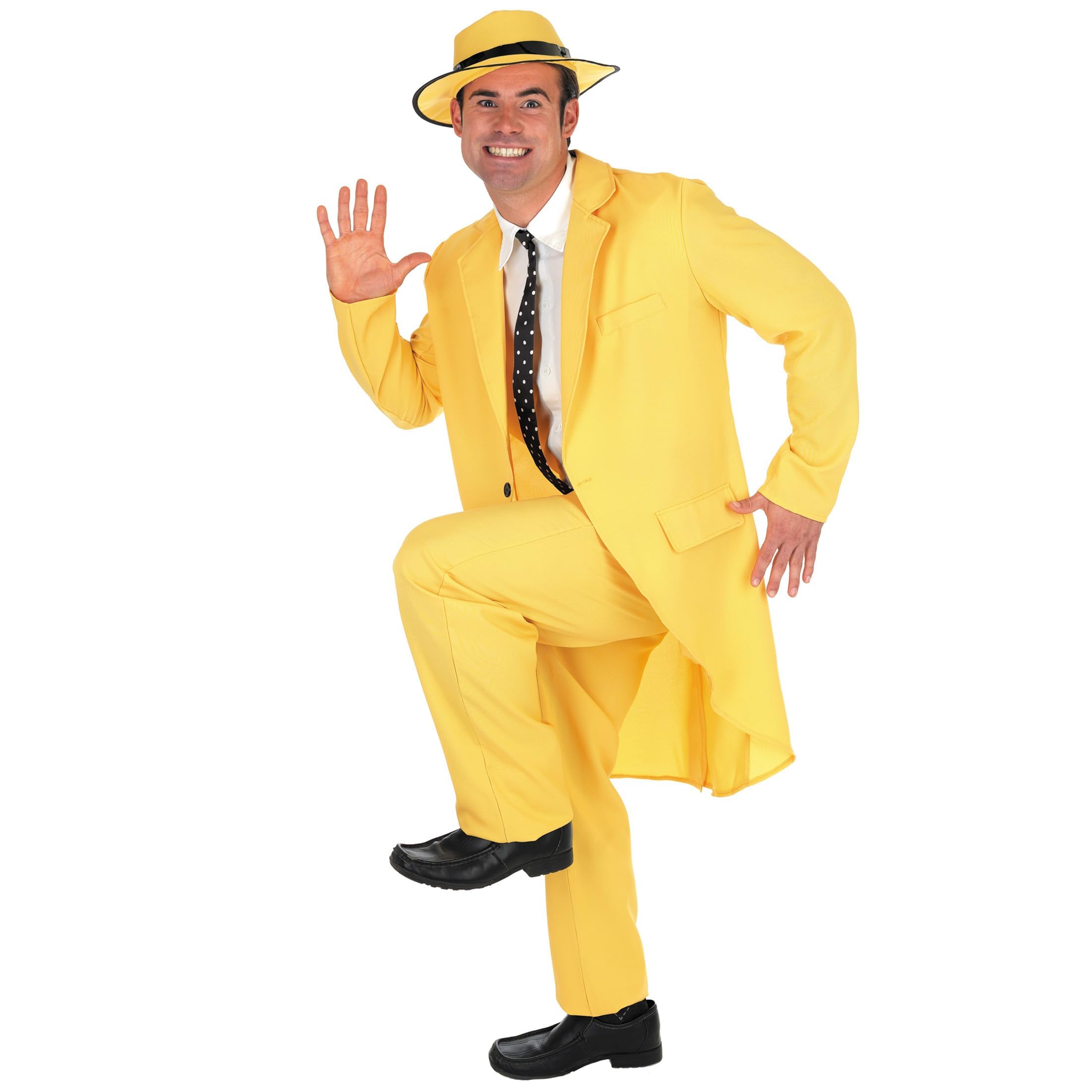 fun shack Adult Yellow Man Costume, Mens Zoot Suit, 90s Movie Character Costume For Men, Halloween Costume