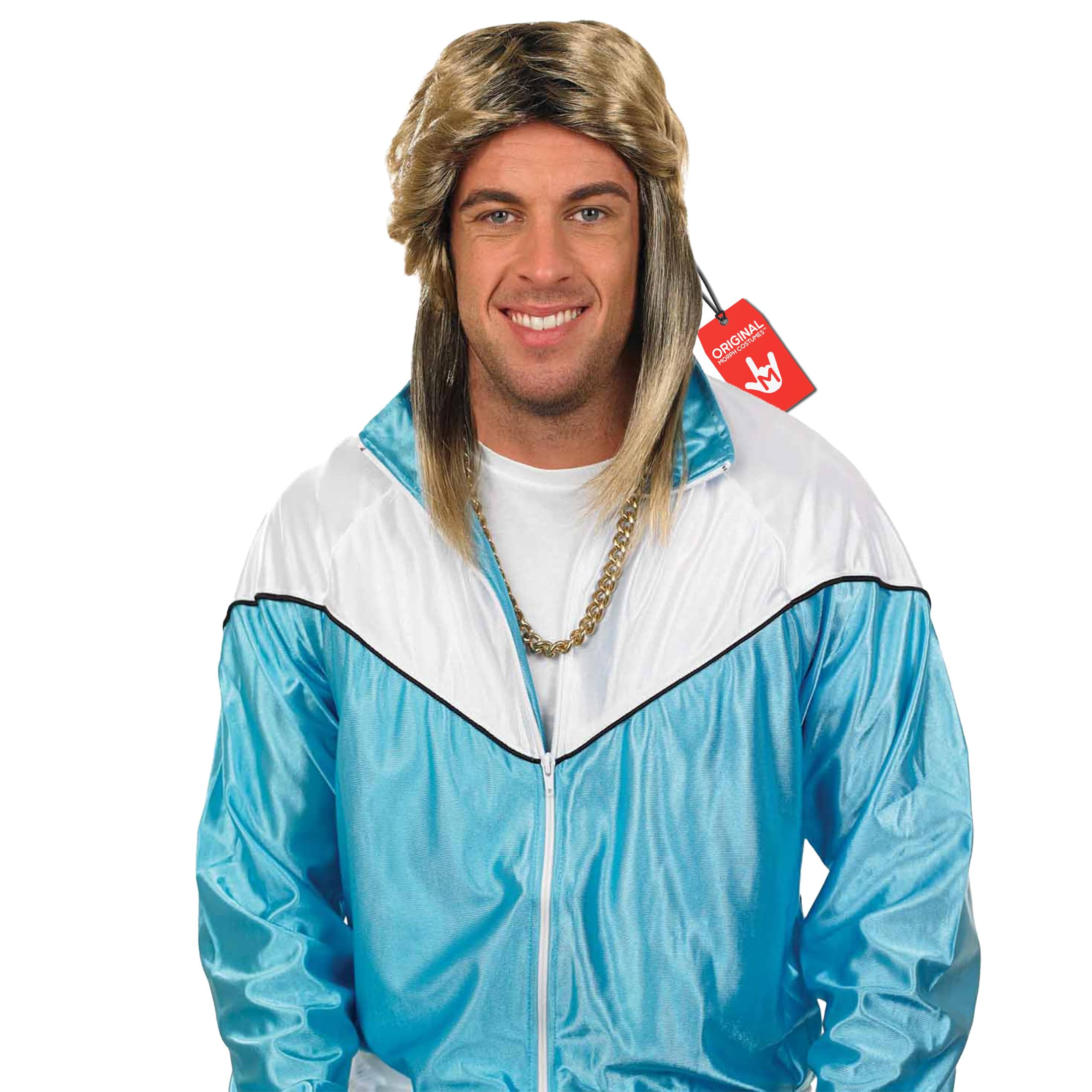 fun shack Adults Blonde Mullet Wig Mens 80s Decades Party Long Hair Costume Accessory