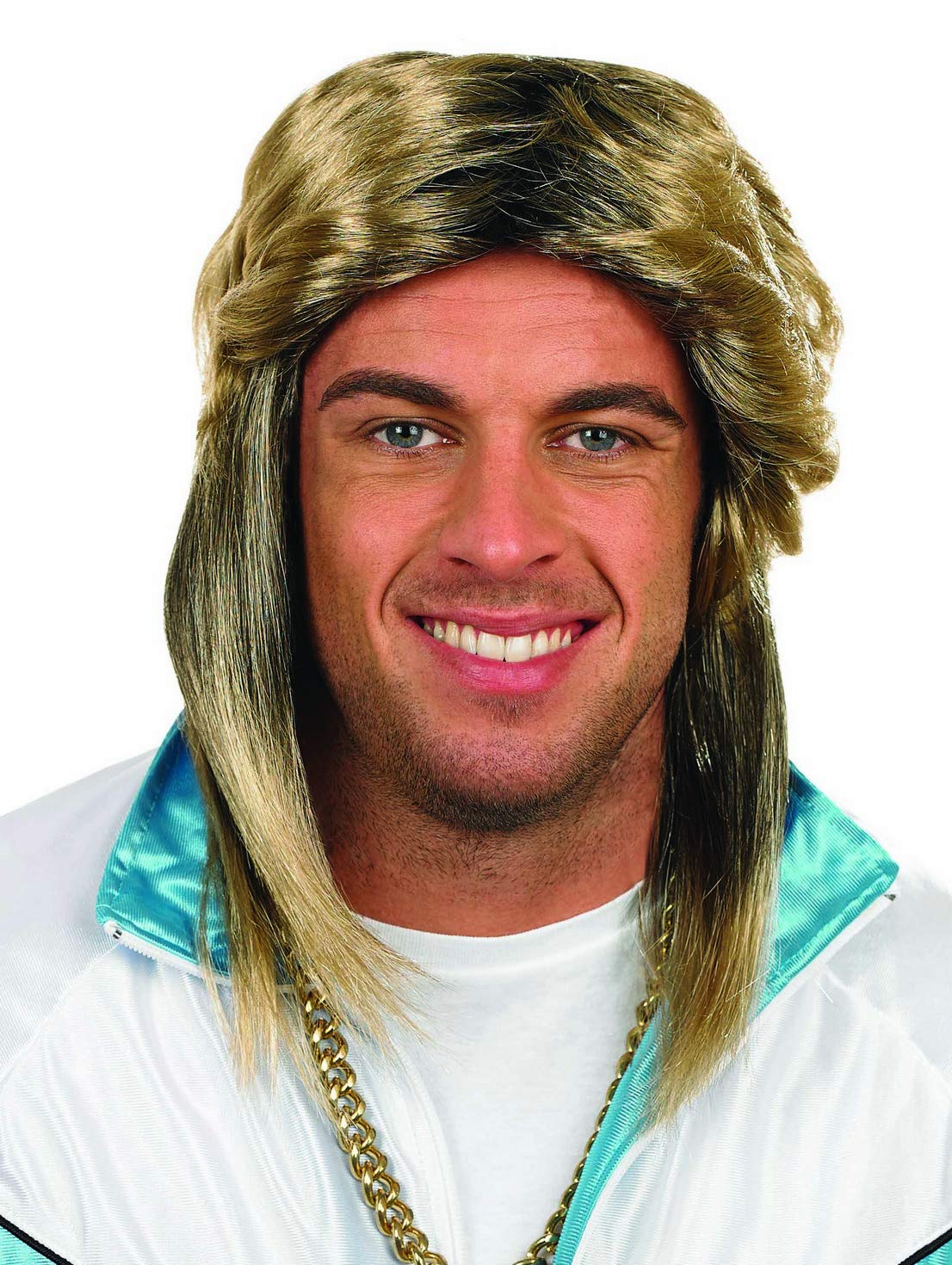 fun shack Adults Blonde Mullet Wig Mens 80s Decades Party Long Hair Costume Accessory - Image 2
