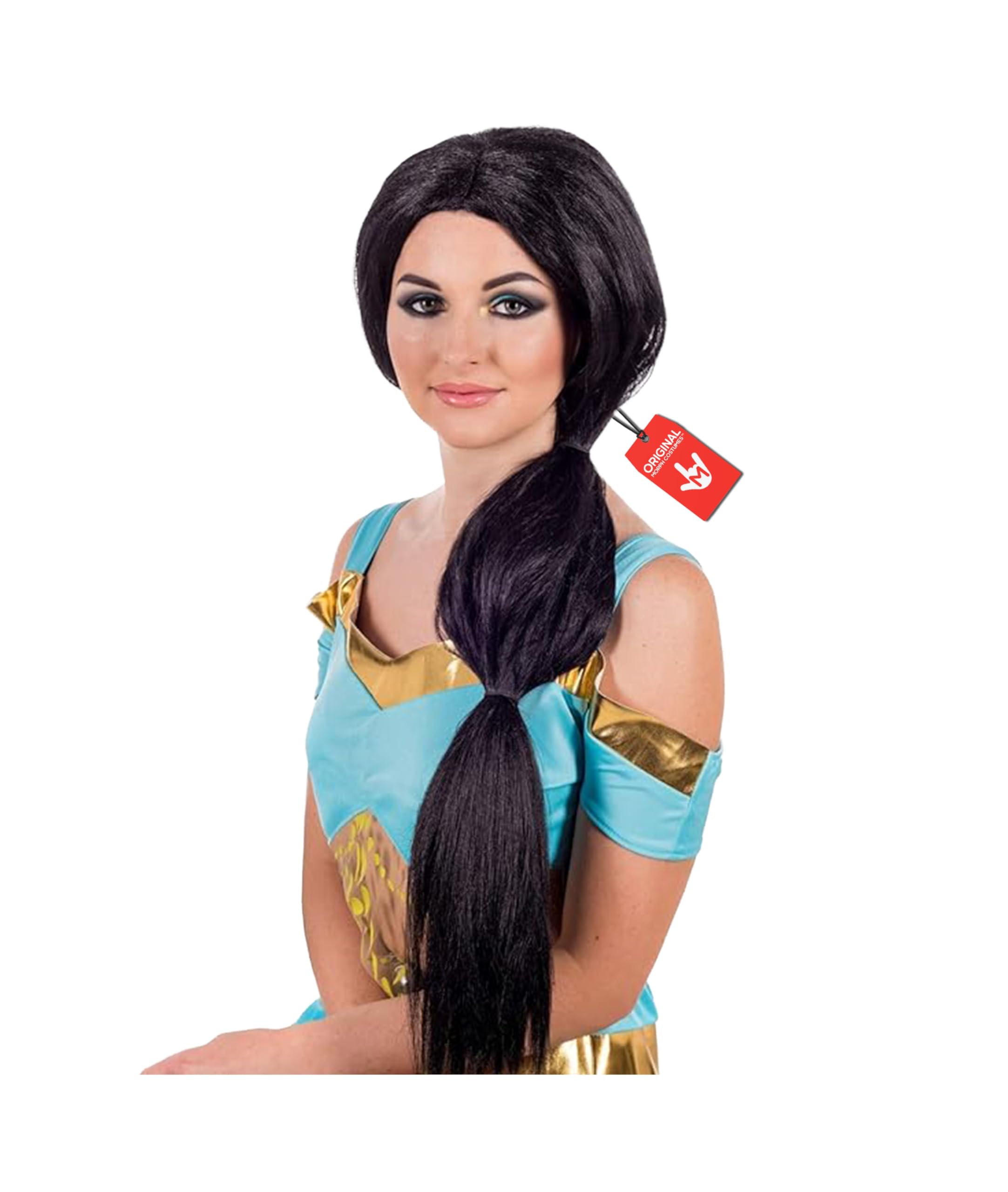 fun shack Arabian Costume for Women, Arabian Princess Wig, Black Ponytail Wig, Egyptian Headpiece Accessories, Egyptian Wig