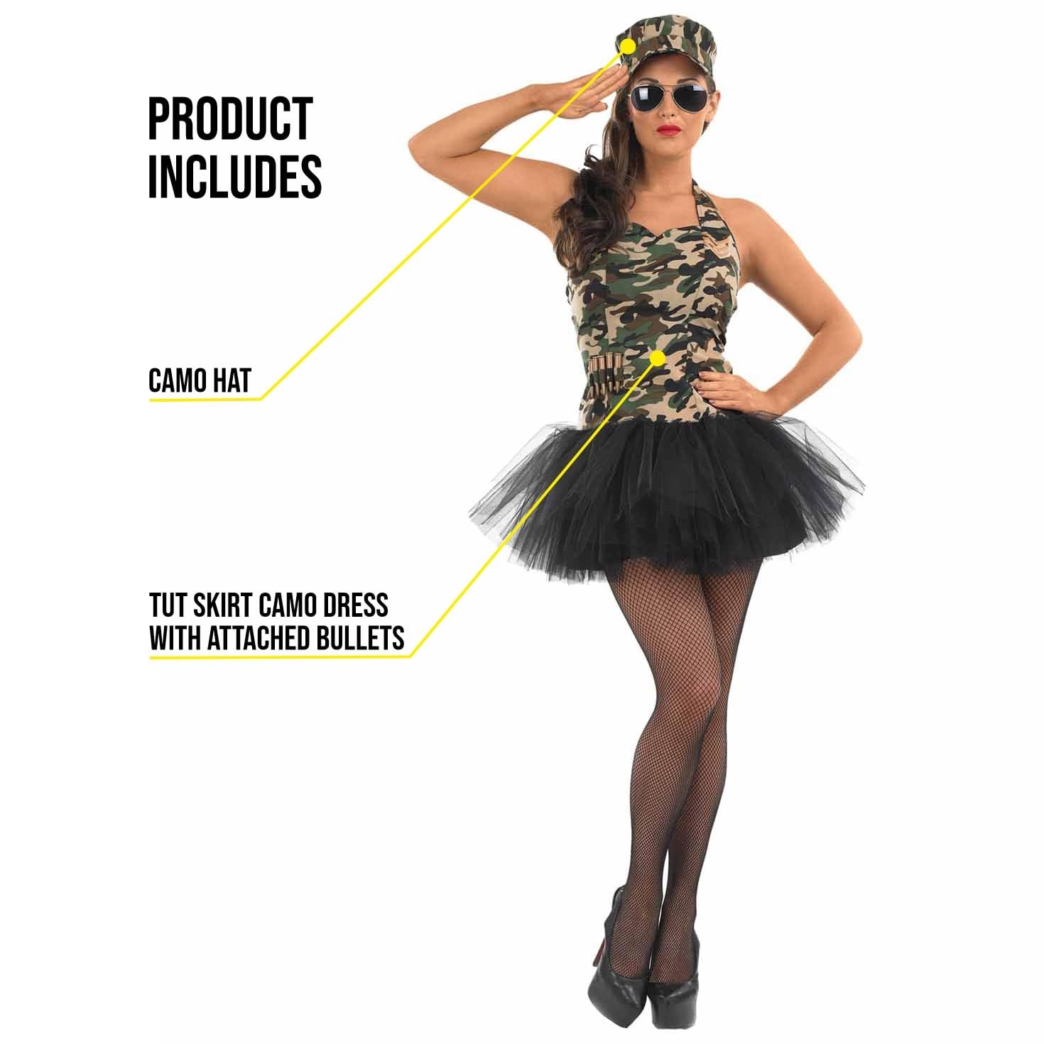 fun shack Army Costume Woman, Military Costume Women, Womens Army Halloween Costume - Image 3