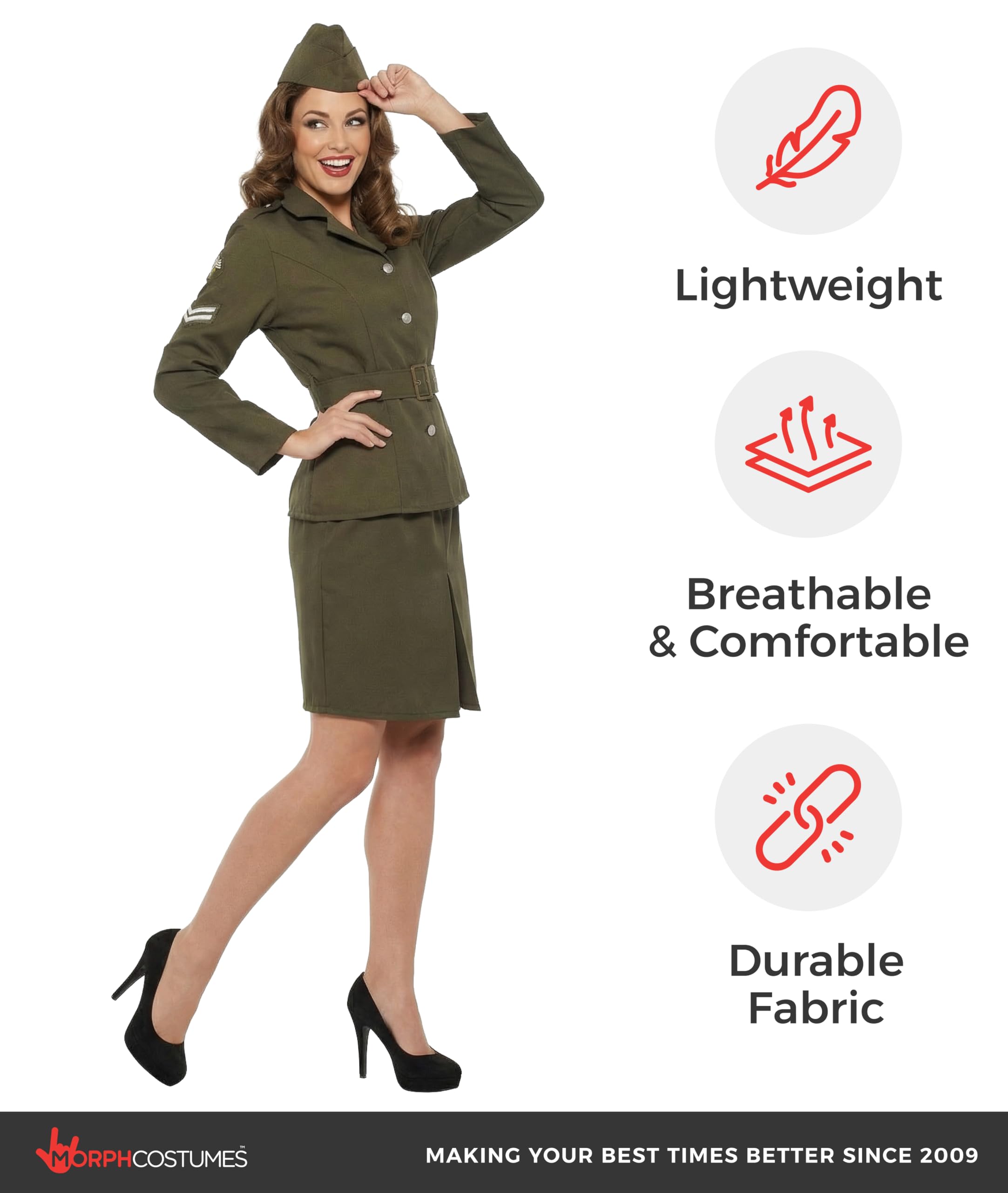 fun shack Army Costume Women - Military Soldier Halloween Outfit - WW2 Inspired Women's Costume for Parties - Image 5