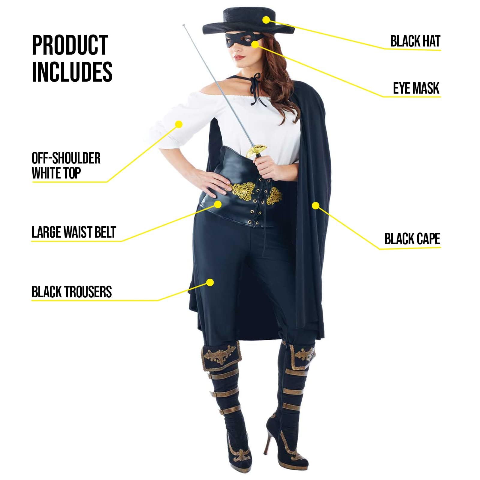 fun shack Bandit Costume Women Halloween Costumes for Women - Image 3