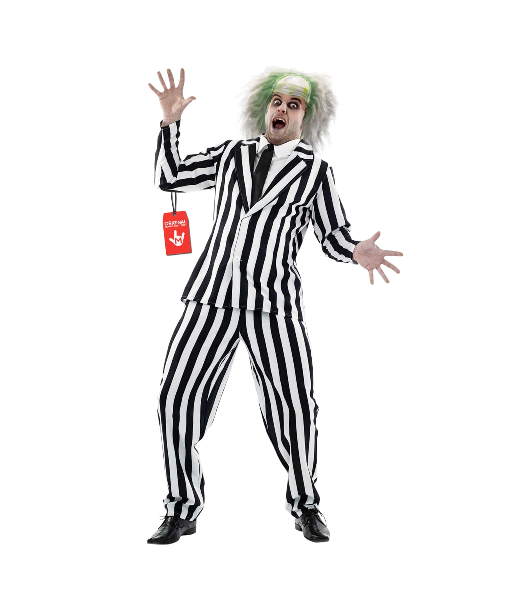 fun shack Black and White Striped Suit Mens Costume, Halloween Costumes for Adults, Halloween Costumes for men