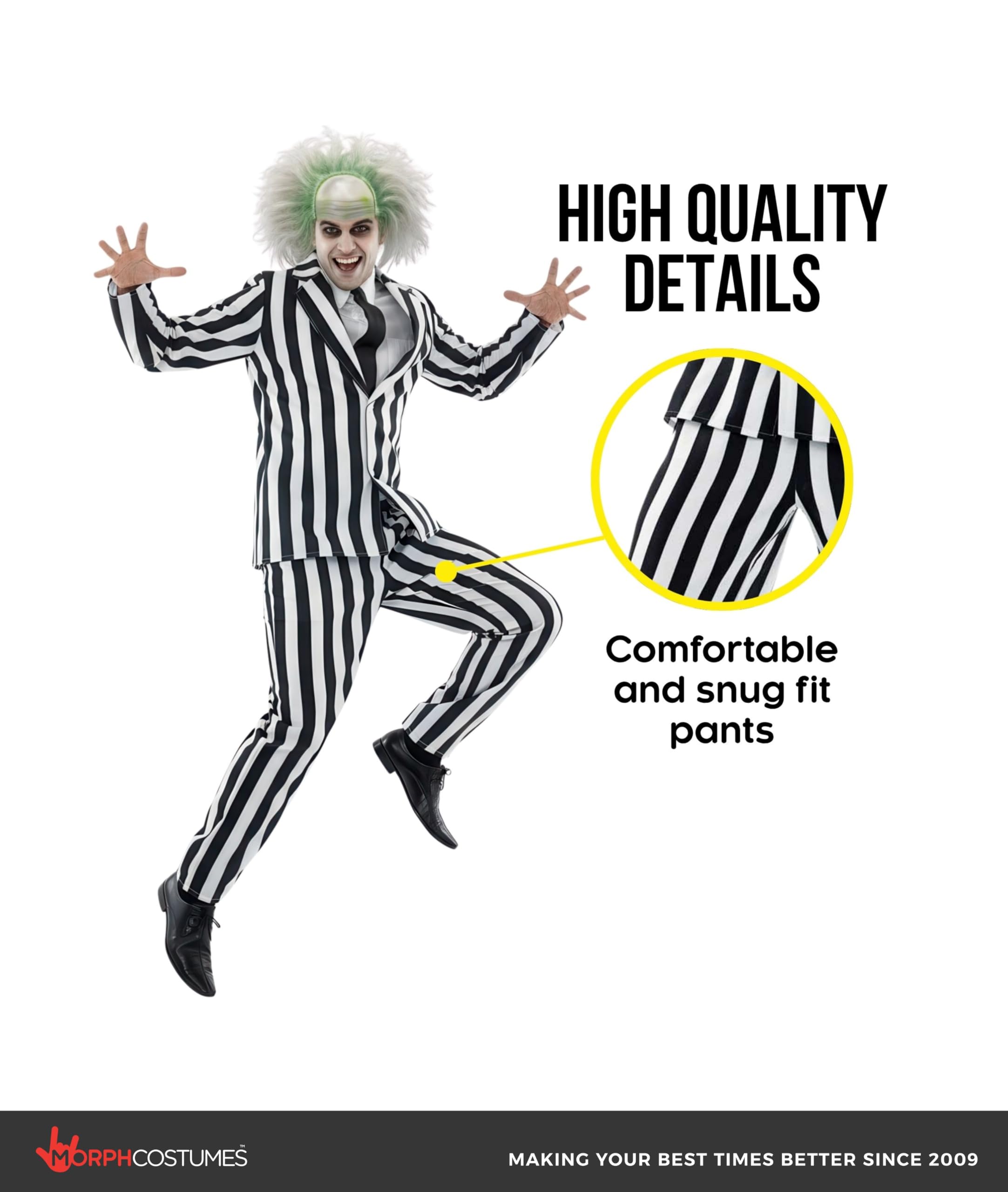 fun shack Black and White Striped Suit Mens Costume, Halloween Costumes for Adults, Halloween Costumes for men - Image 3