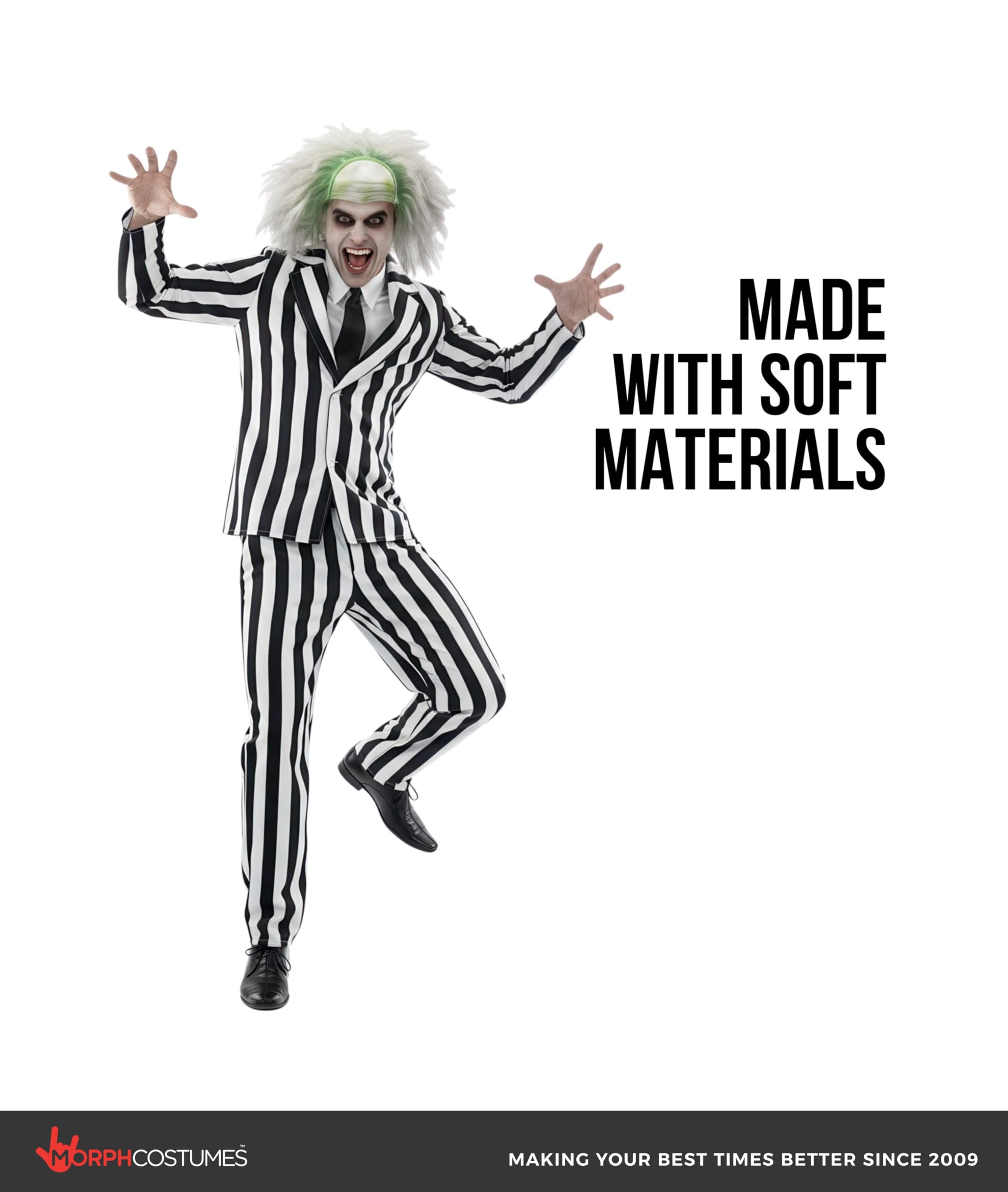 fun shack Black and White Striped Suit Mens Costume, Halloween Costumes for Adults, Halloween Costumes for men - Image 4