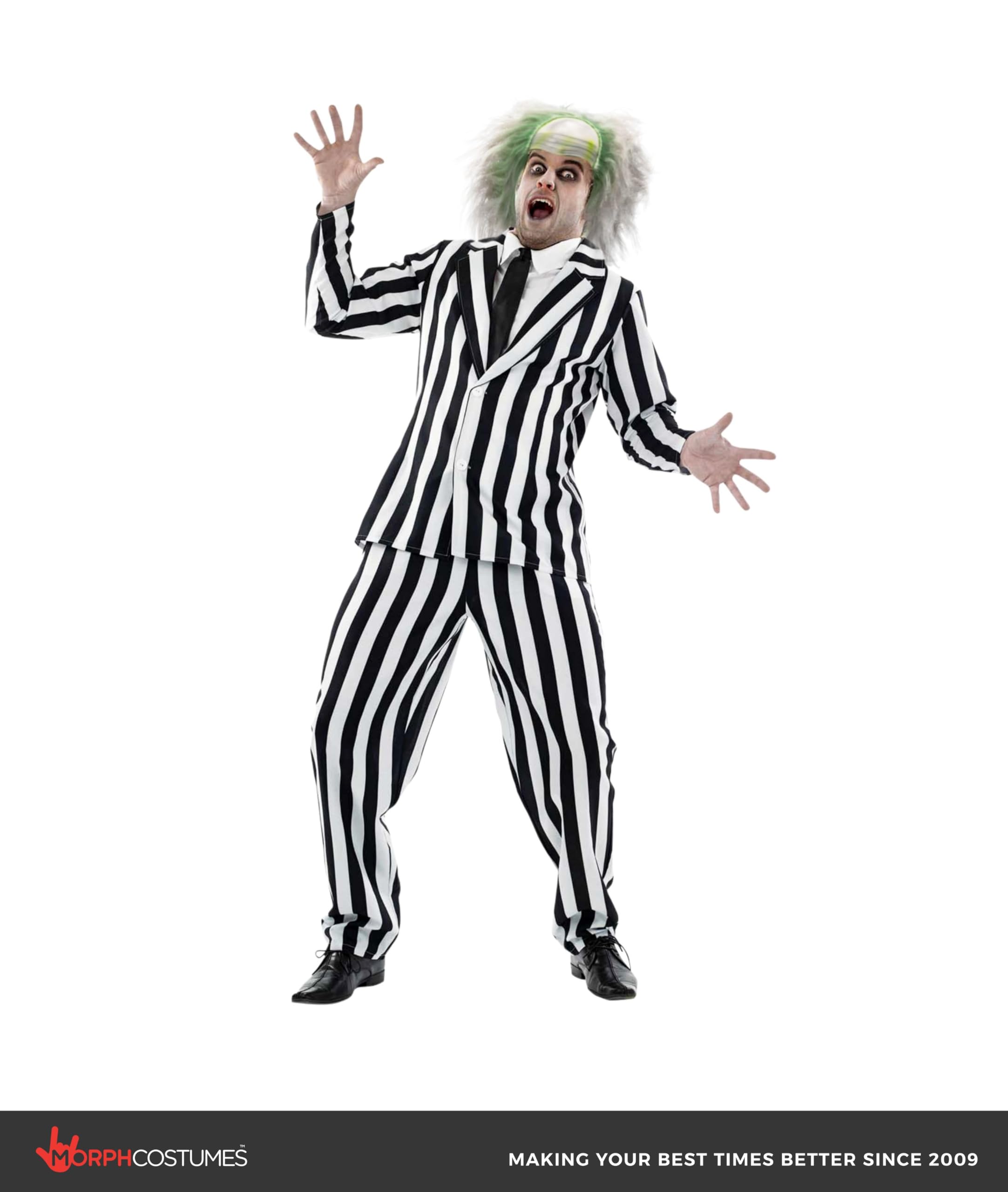 fun shack Black and White Striped Suit Mens Costume, Halloween Costumes for Adults, Halloween Costumes for men - Image 5
