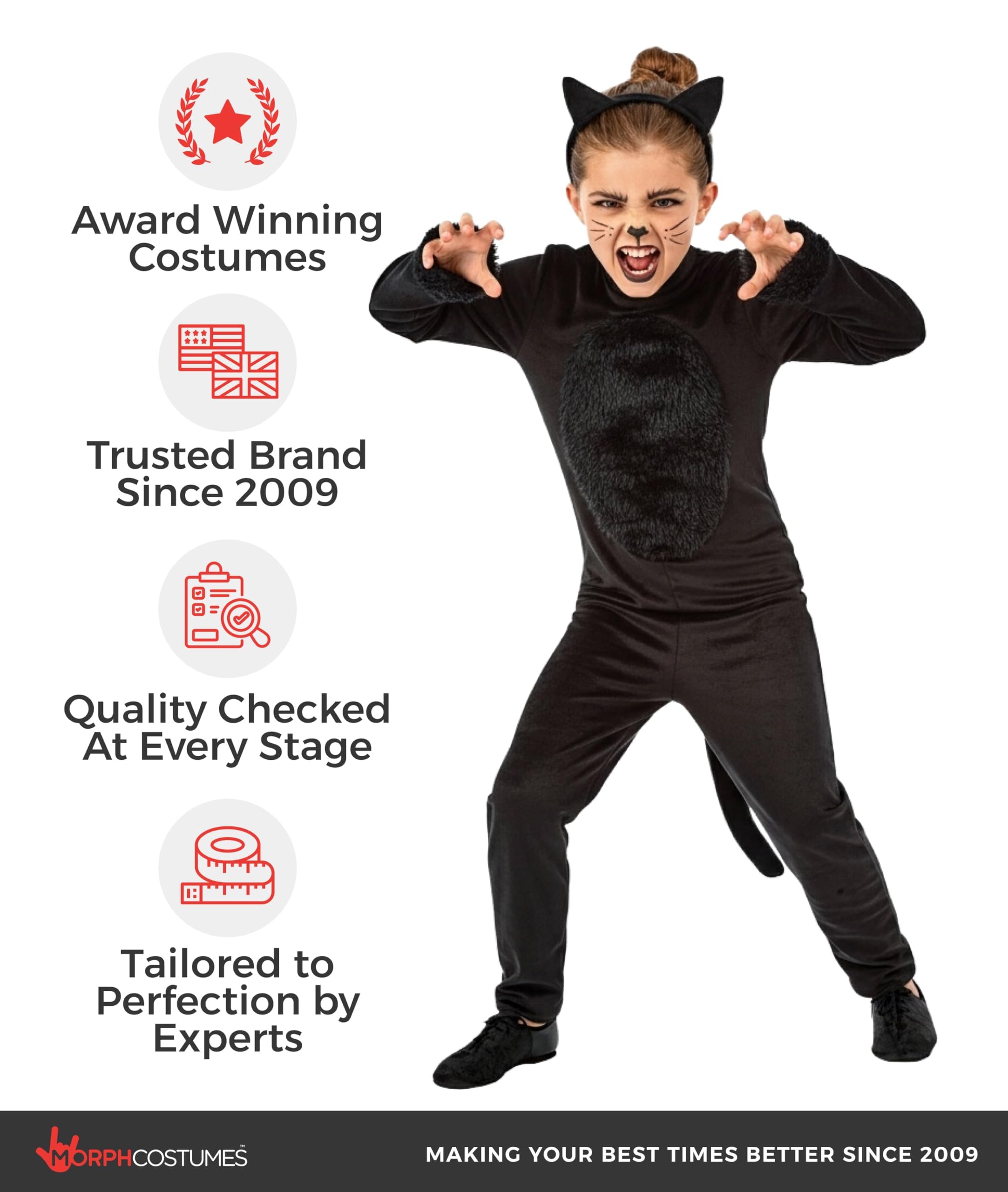 fun shack Black Cat Costume for Girls, Cat Costumes for Kids, Halloween Costumes for Kids, Black Cats Girls Halloween Costume - Image 5