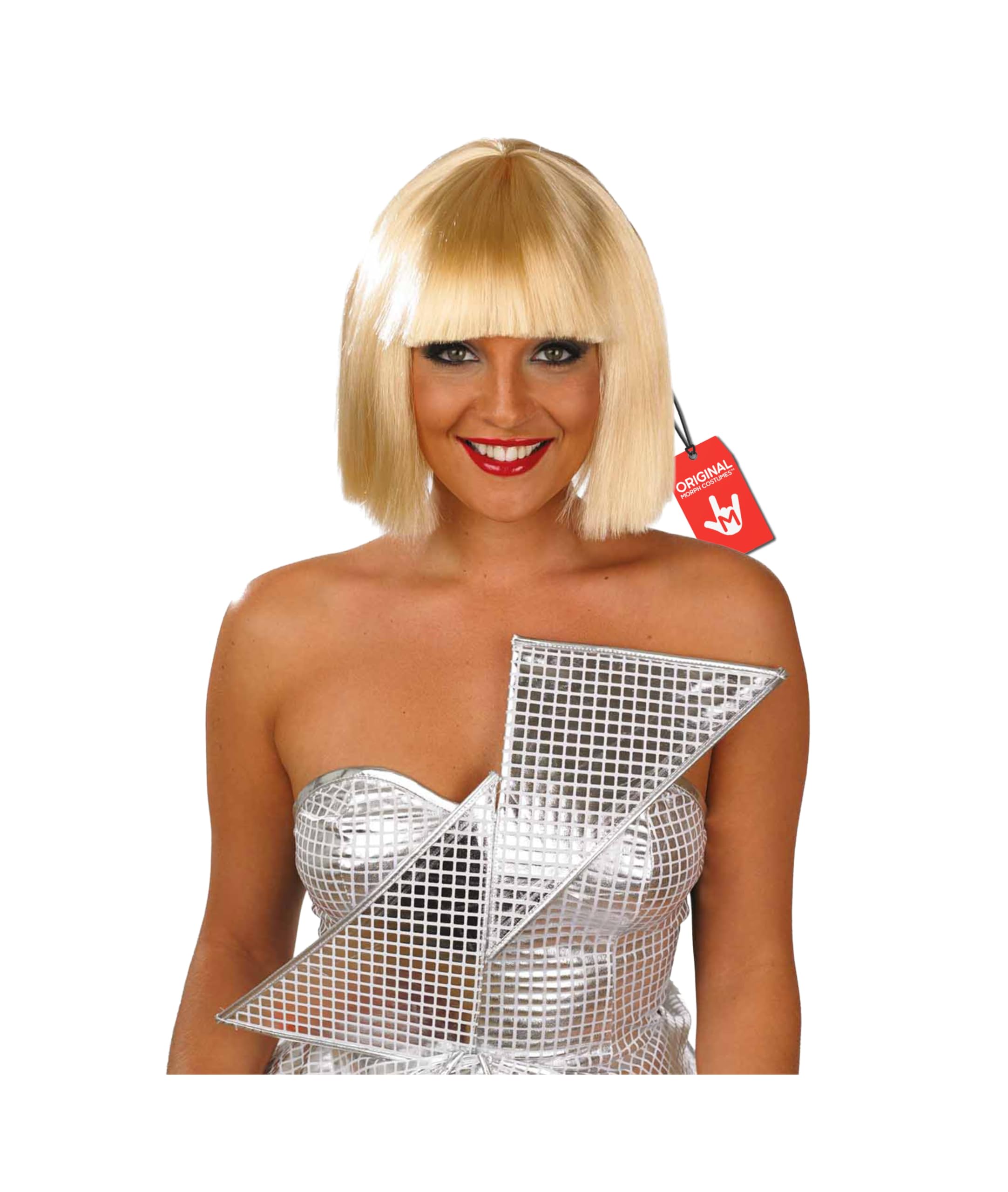 fun shack Blonde Bob Wig, Platinum Short Blonde Wig, Synthetic Pop Diva Wig