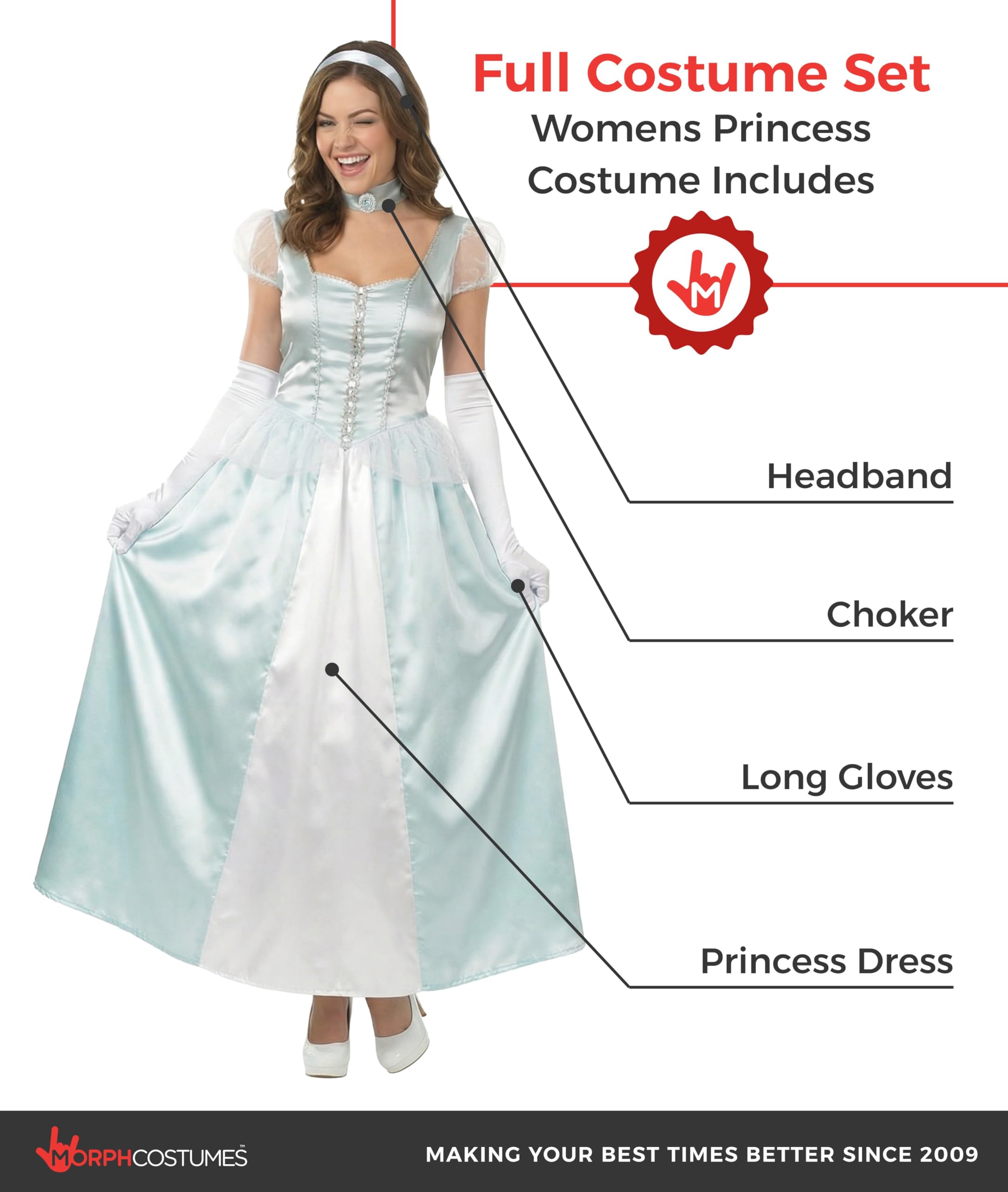 fun shack Blue Princess Costume for Women, Women Princess Dress, Halloween Princess Costumes for Women - Image 6