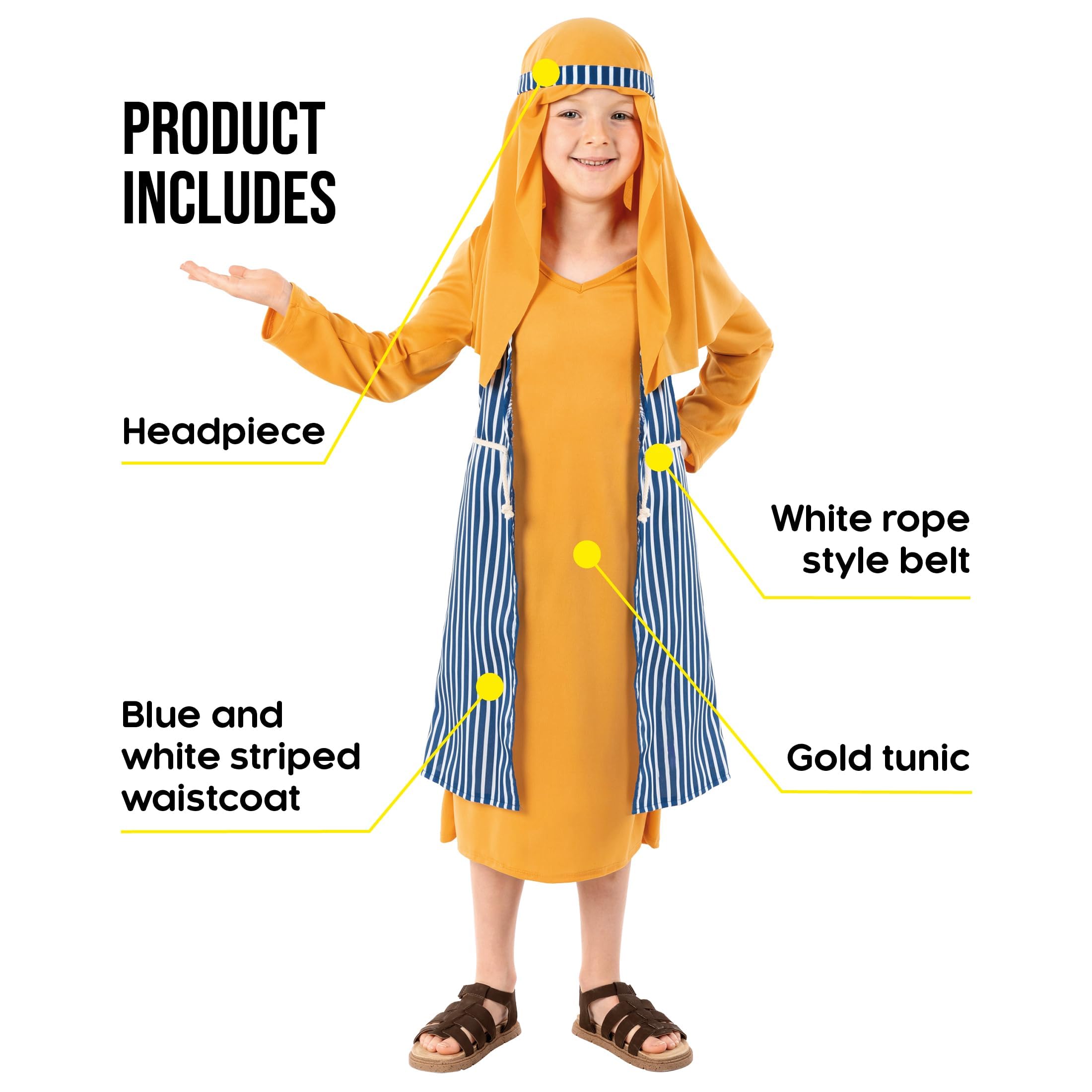fun shack Blue Shepherd Costume for Kids, Boys Shepherd Costume, Christmas Costumes for Kids, Boys Nativity Costumes - Image 2