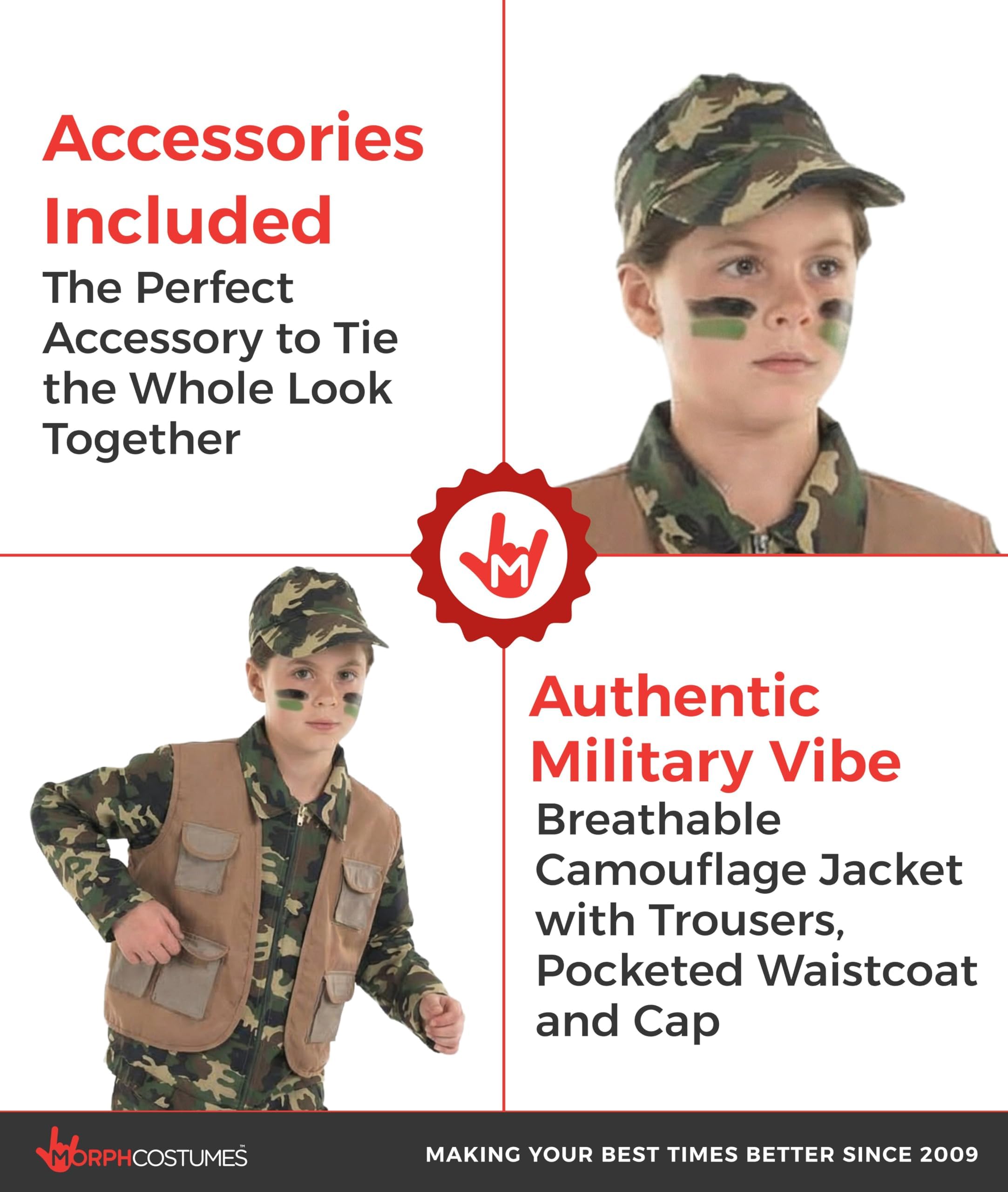 fun shack Boys Army Costume, Kids Military Costume, Boys Camo Costume, Soldier Costume for Kids, Boys Army Uniform - Image 3